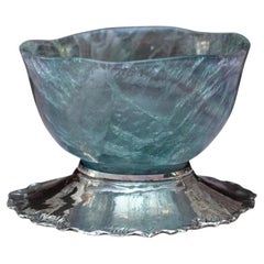 Zeitgenössische Mineralienschale aus Sterlingsilber und Fluorit
