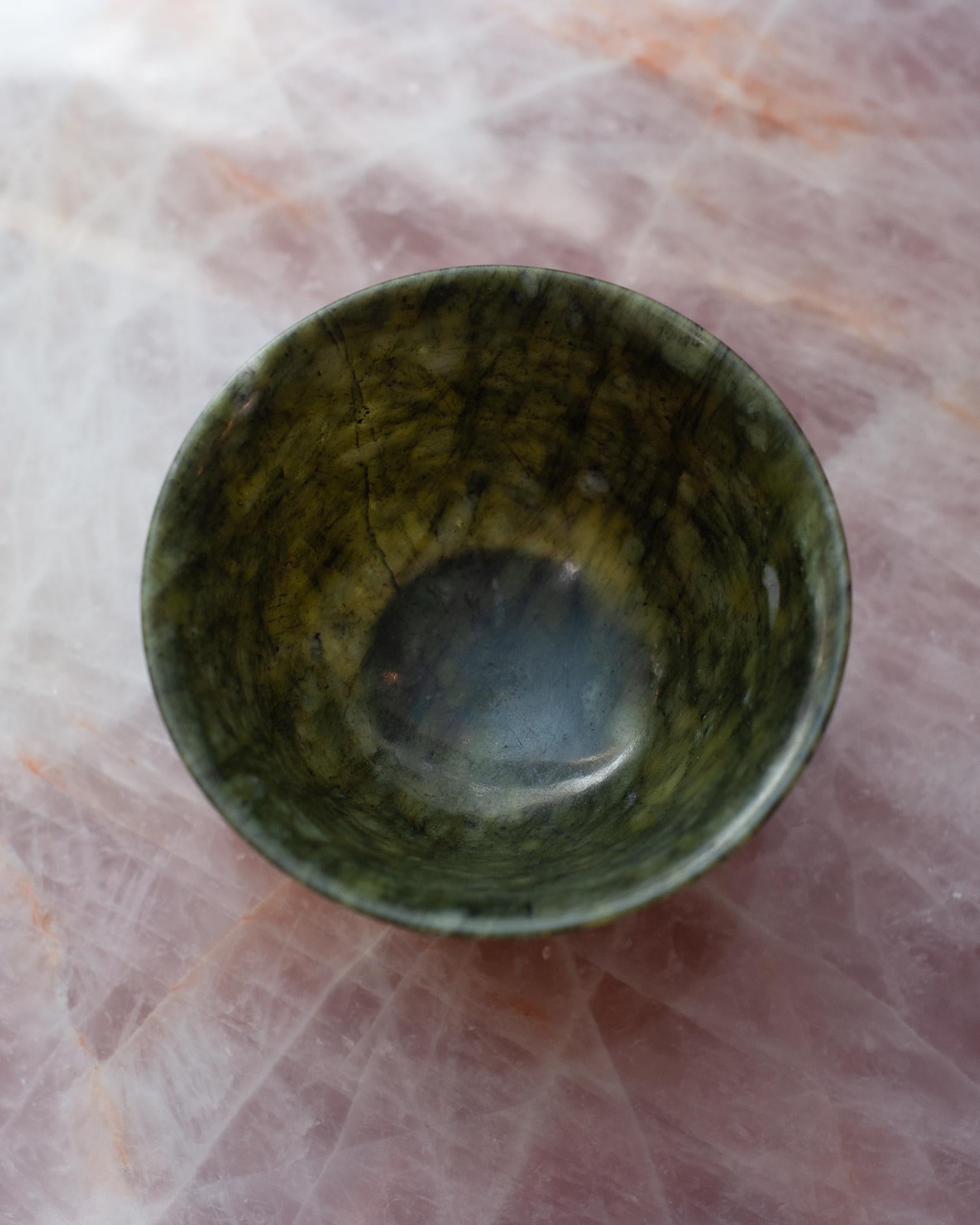 Portuguese Contemporary Sterling Silver and Jade Bowl For Sale