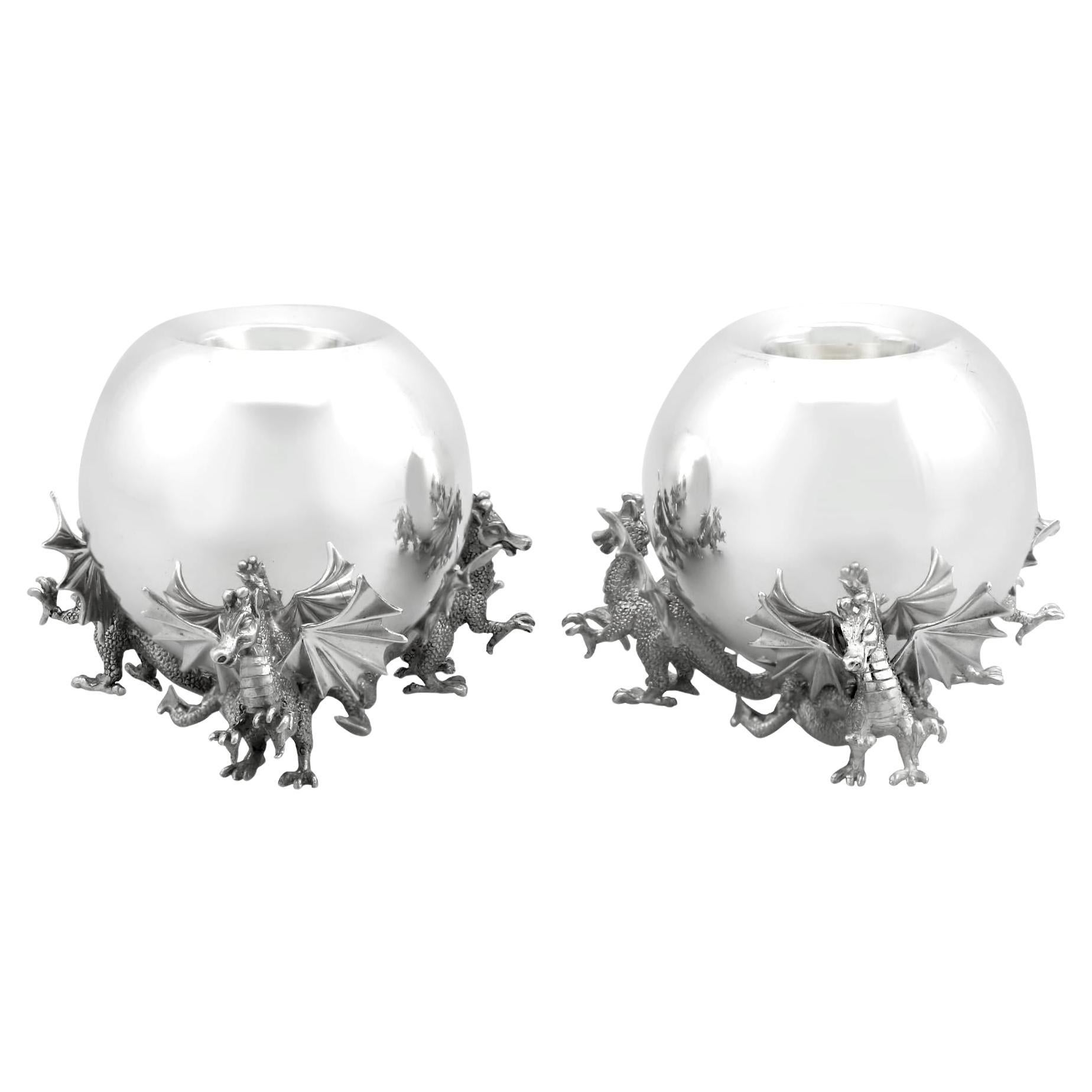 Candelieri a forma di drago in argento sterling (1997) in vendita