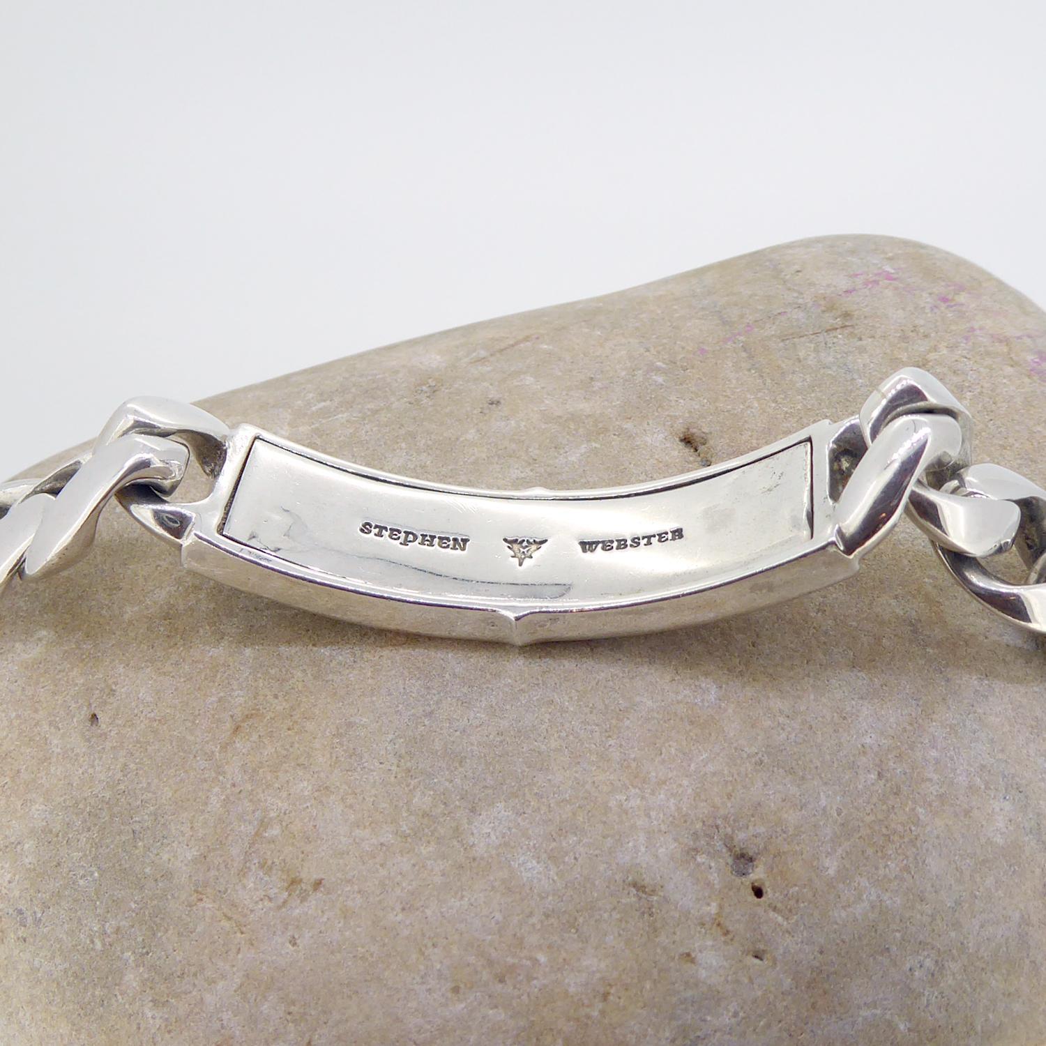 Contemporain Bracelet d'identification contemporain en argent sterling par le créateur de bijoux Stephen Webster en vente