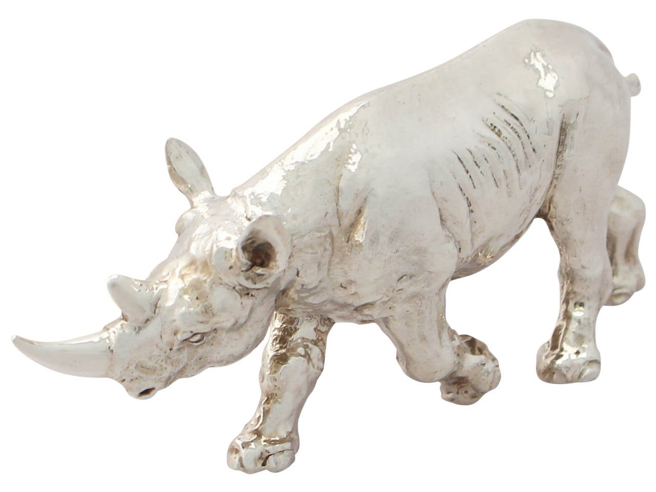 Other Contemporary Sterling Silver Model of a Rhinoceros, 2011
