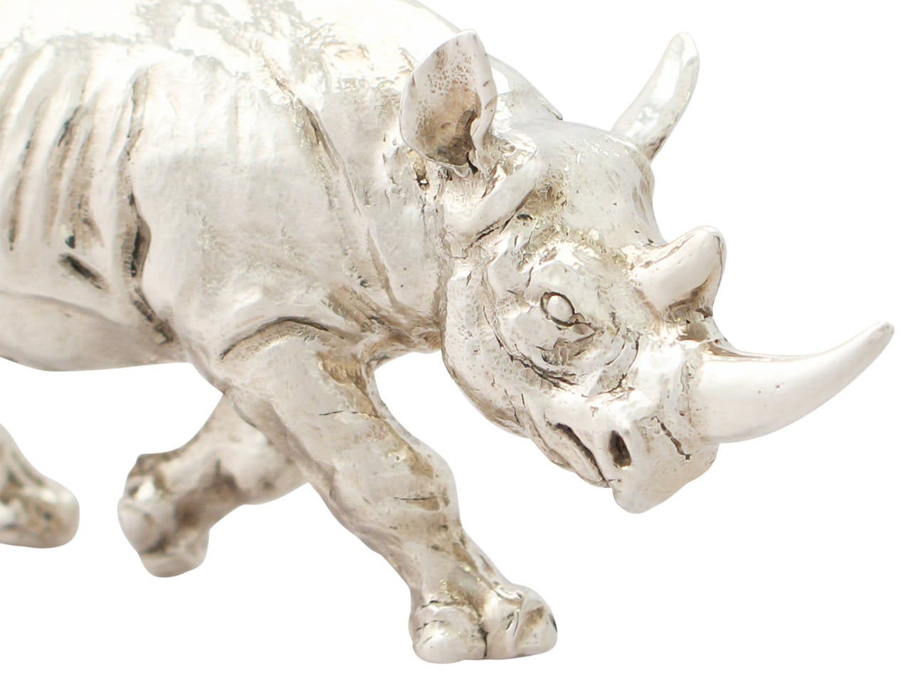 Contemporary Sterling Silver Model of a Rhinoceros, 2011 In Excellent Condition In Jesmond, Newcastle Upon Tyne