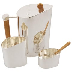 Contemporary Sterling Silver Three Piece Tea Service