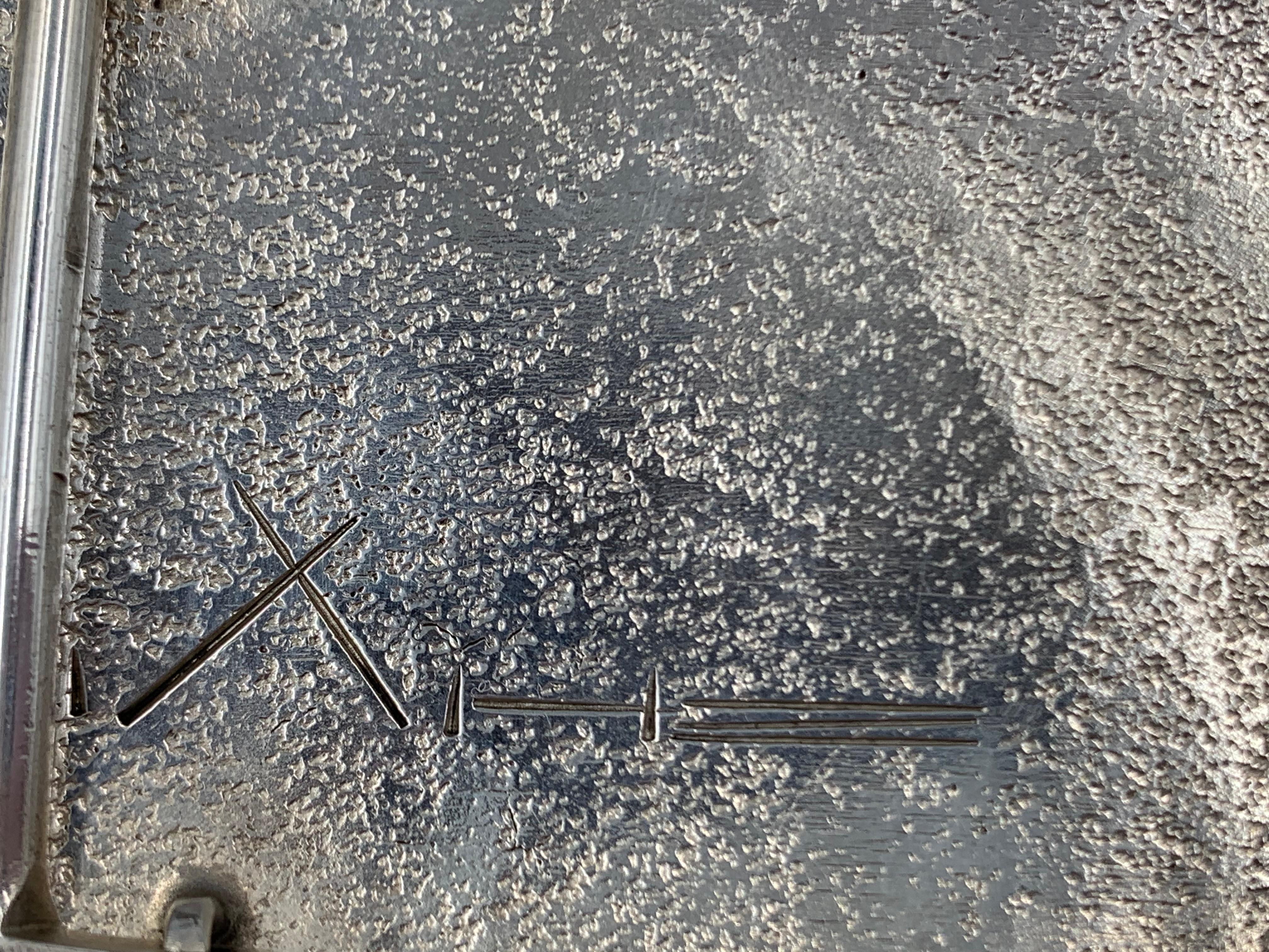 Hebilla contemporánea de fundición en tufa de plata de ley del orfebre navajo Fidel Bahe en Nuevo estado para la venta en Scottsdale, AZ