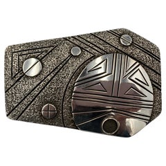 Contemporary Sterling Silver Tufa Cast Buckle by Navajo Silversmith Fidel Bahe