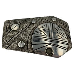 Contemporary Sterling Silver Tufa Cast Buckle von Navajo Silversmith Fidel Bahe