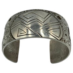 Contemporary Sterling Silver Tufa Cast Cuff by Navajo Silversmith Fidel Bahe