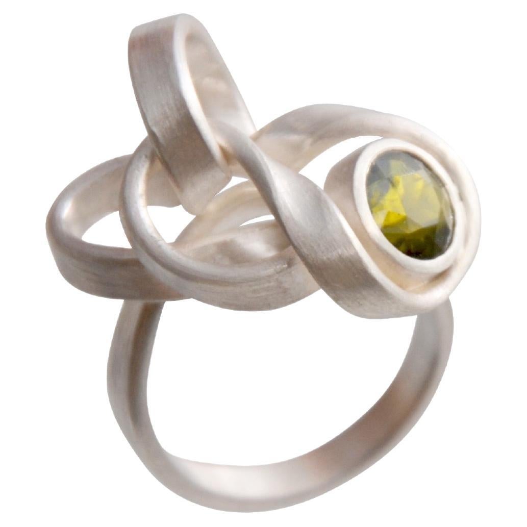 Contemporary Sterling Silver Tourmaline Cocktail Ring