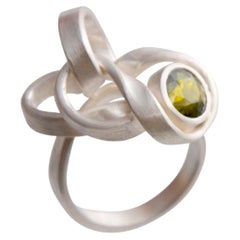 Contemporary Sterling Silver Tourmaline Cocktail Ring