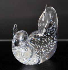 Contemporary Steuben Signed Dragon Statuette Glass Table Sculpture