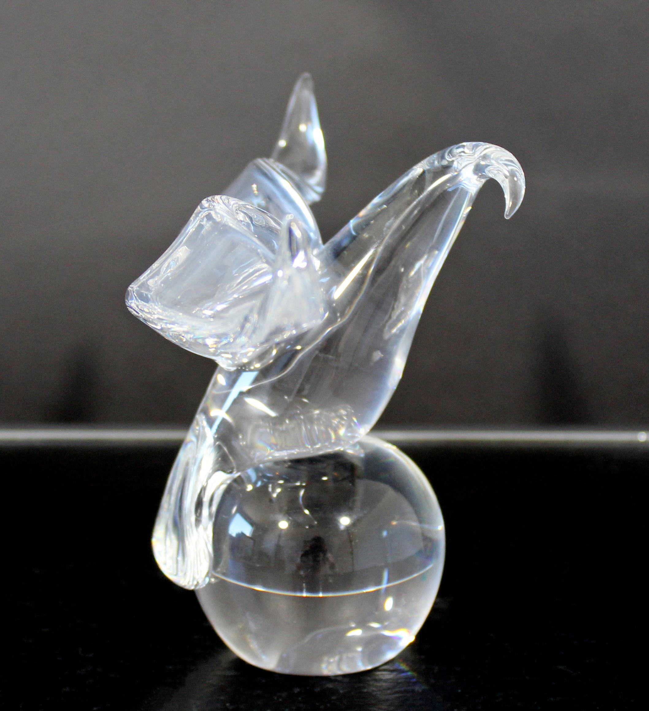 Late 20th Century Contemporary Steuben Signed Eagle on Ball Statuette Glass Table Sculpture
