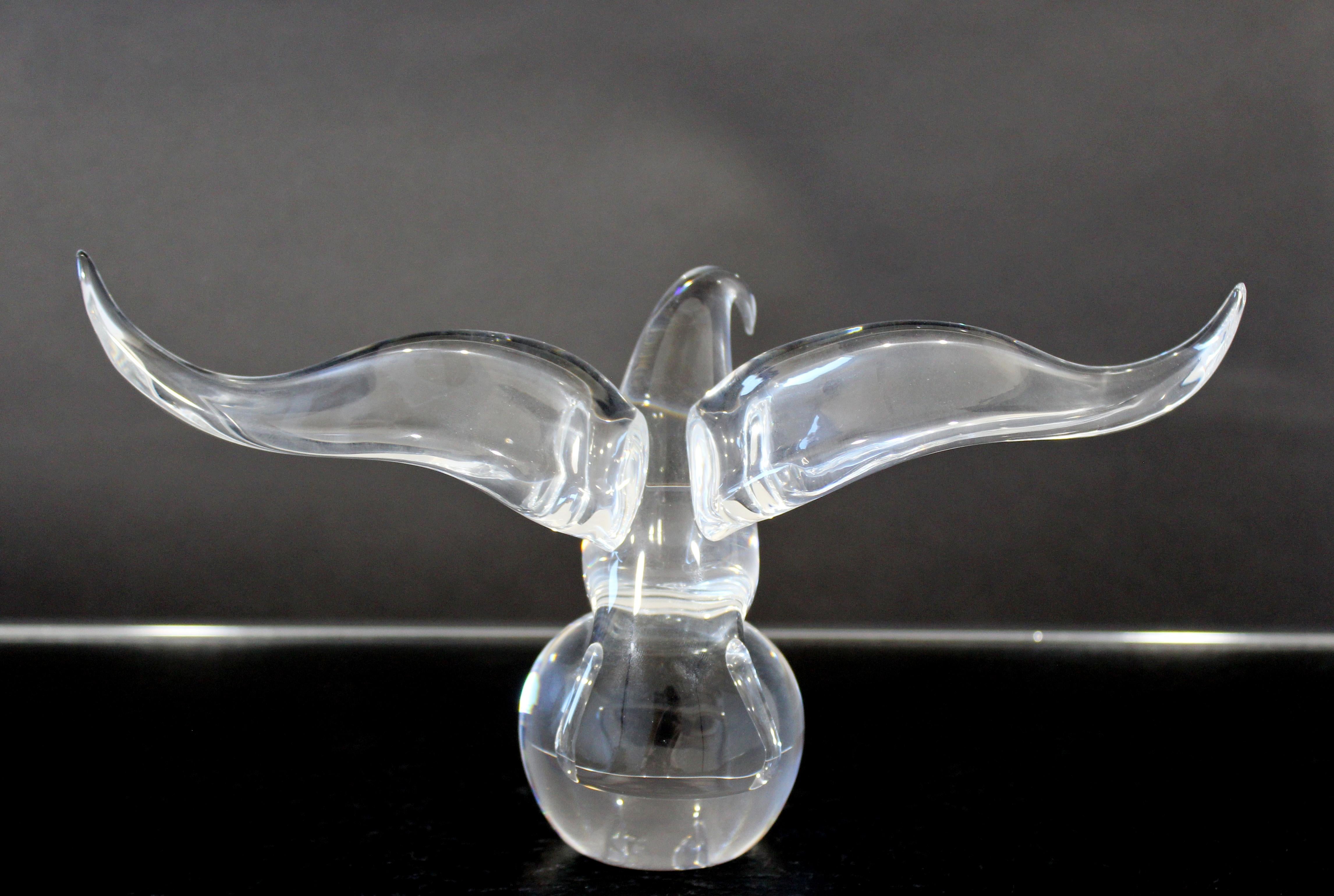 Contemporary Steuben Signed Eagle on Ball Statuette Glass Table Sculpture 2