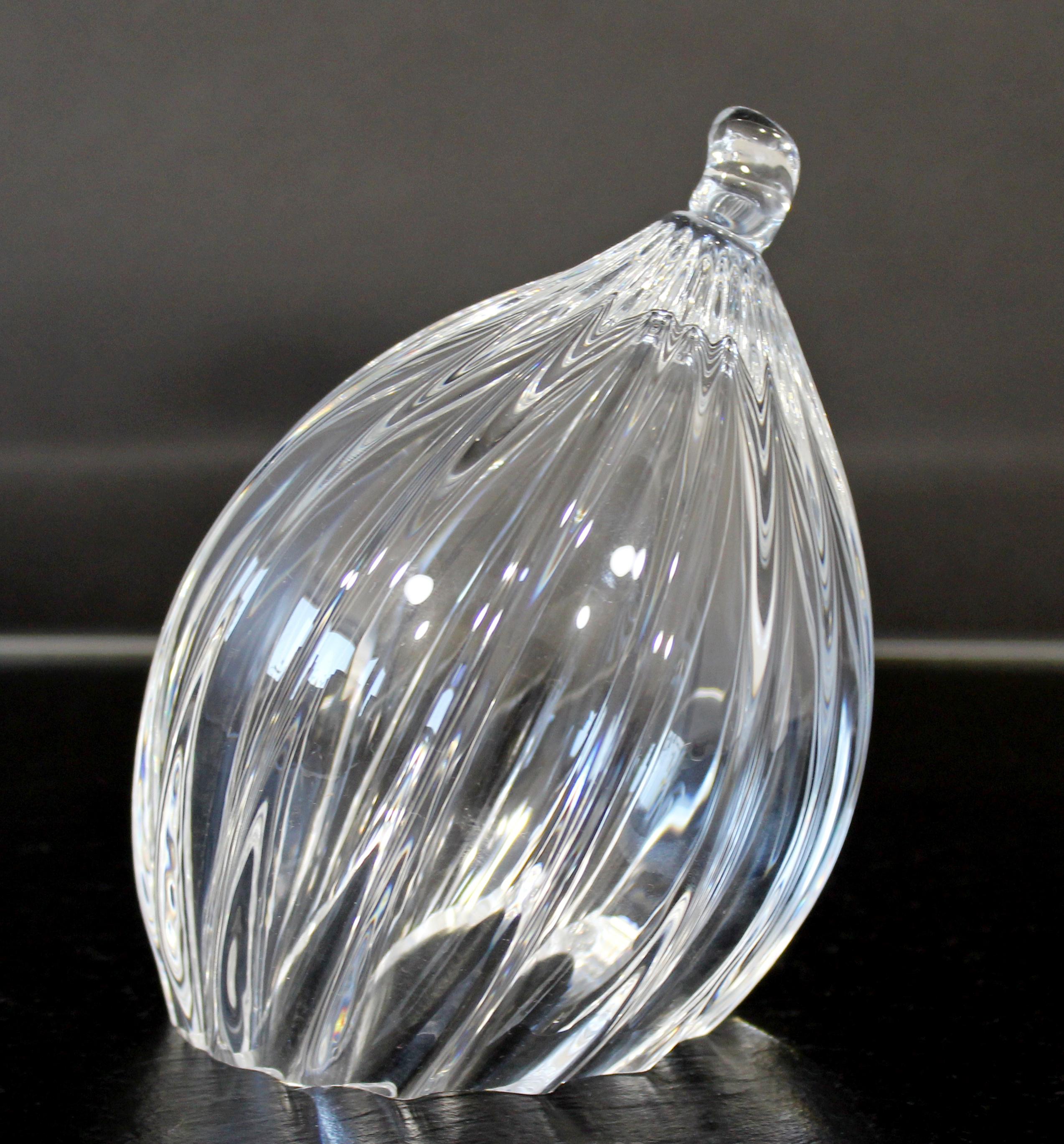 Contemporary Steuben Signed Ribbed Quail Statuette Glass Table Sculpture 3