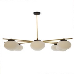 Lámpara de suspensión contemporánea de latón y cristal estilo Stilnovo by IKB191, España, 2024