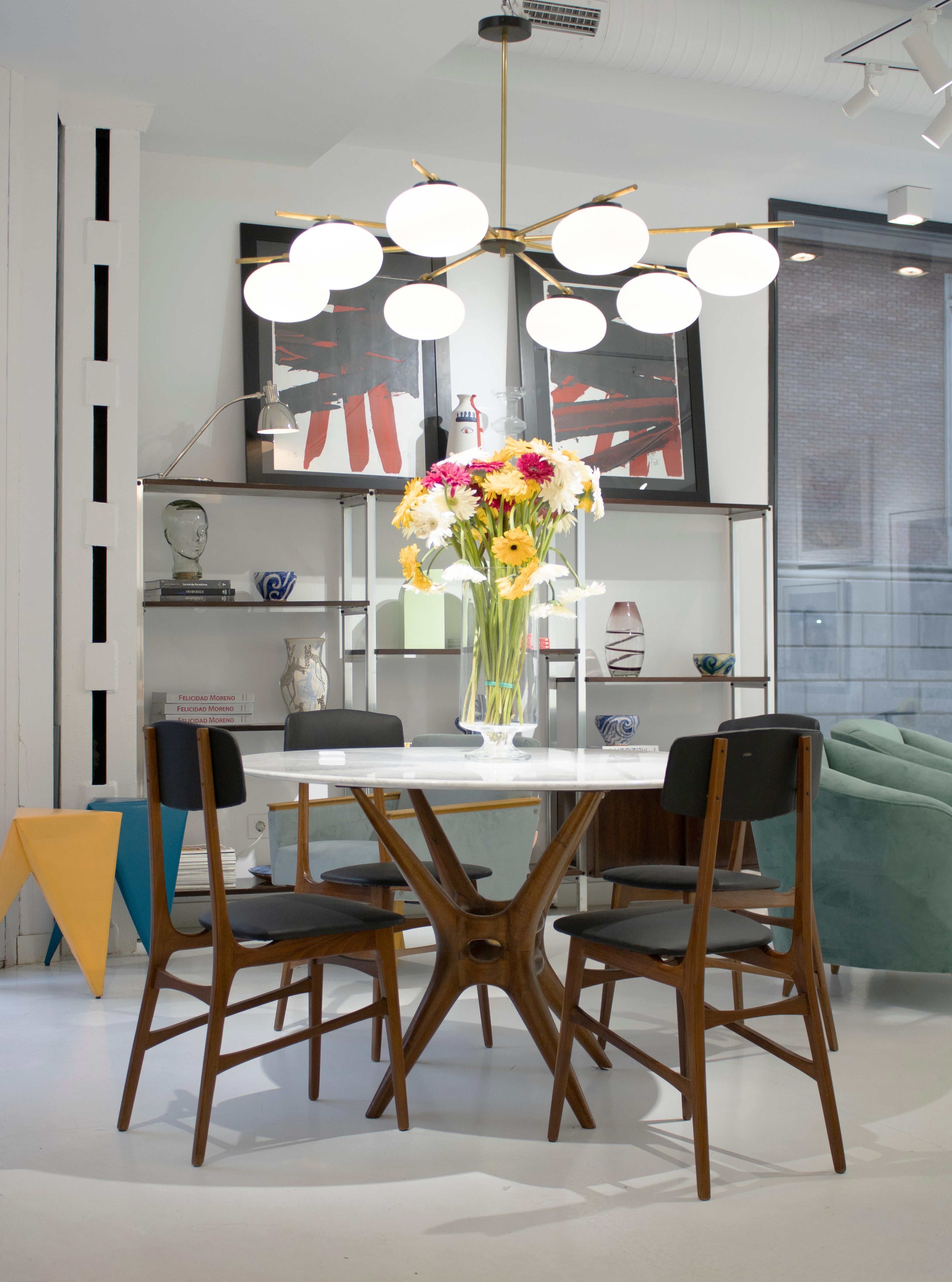 Contemporary Stilnovo Style Brass Glass Suspension Lamp by IKB191, Spain, 2024 For Sale 3