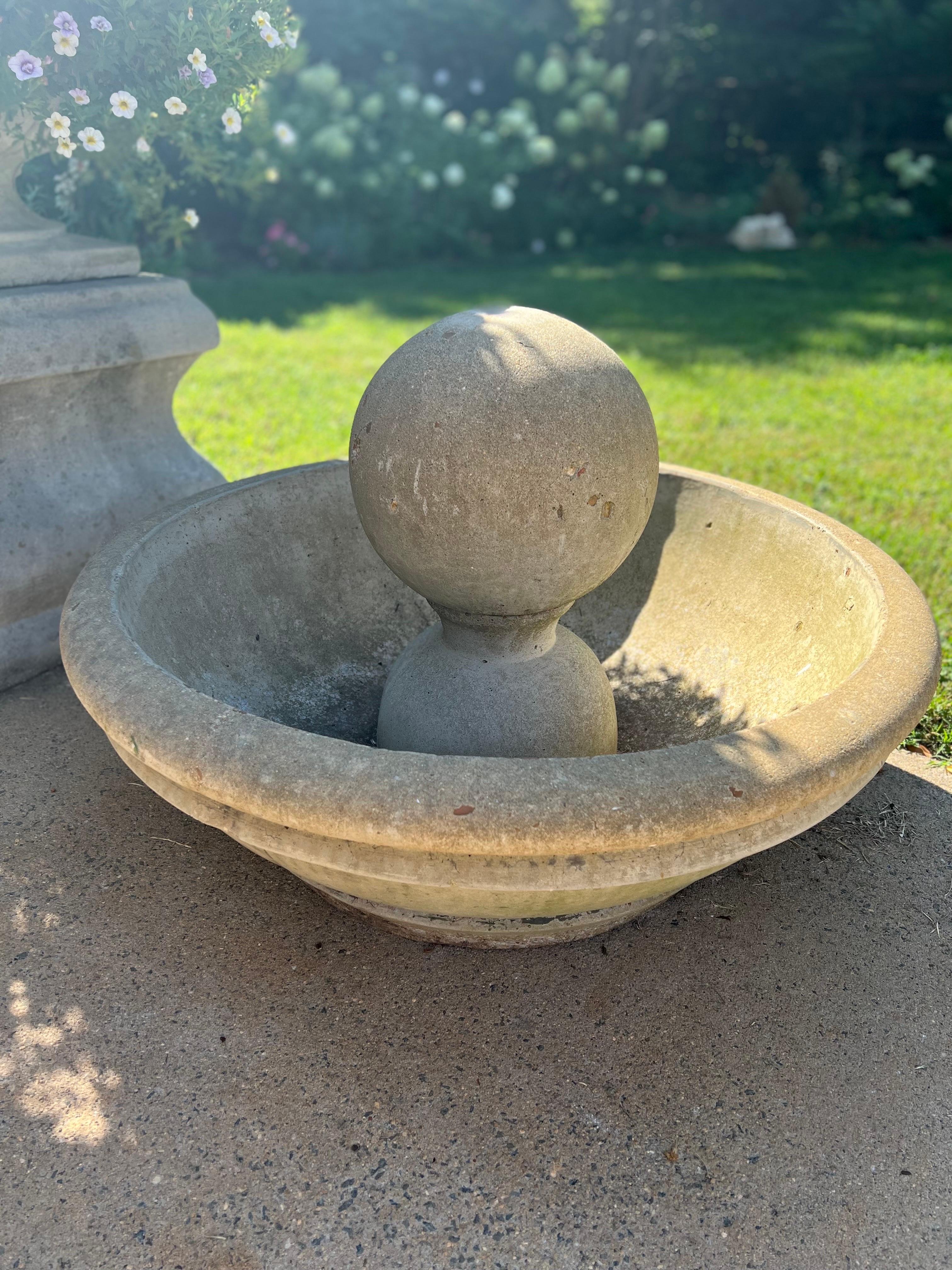 Italian Contemporary Stone Floor Fountain, Sphere Stone Ball