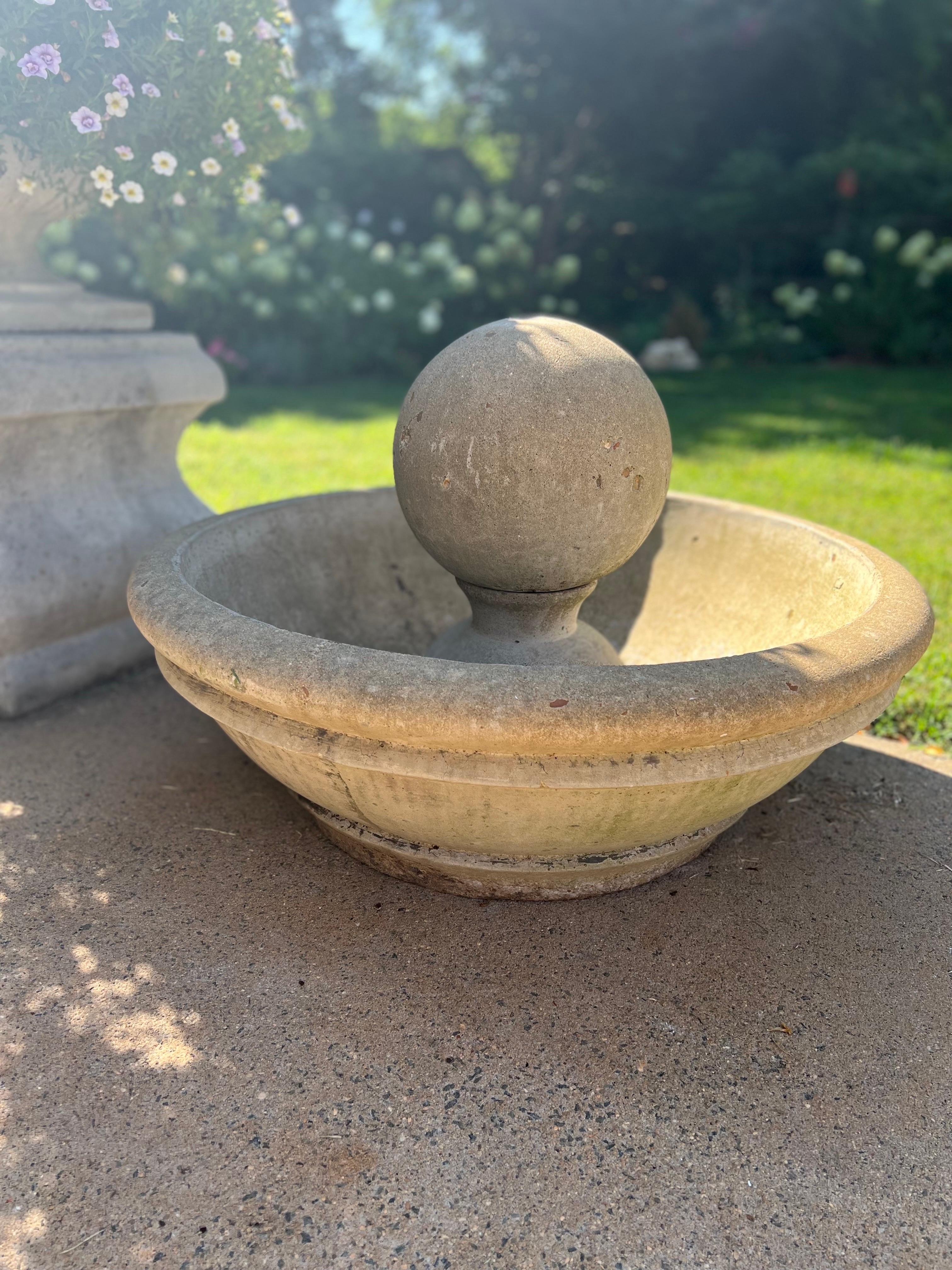 Contemporary Stone Floor Fountain, Sphere Stone Ball In Good Condition In Los Angeles, CA