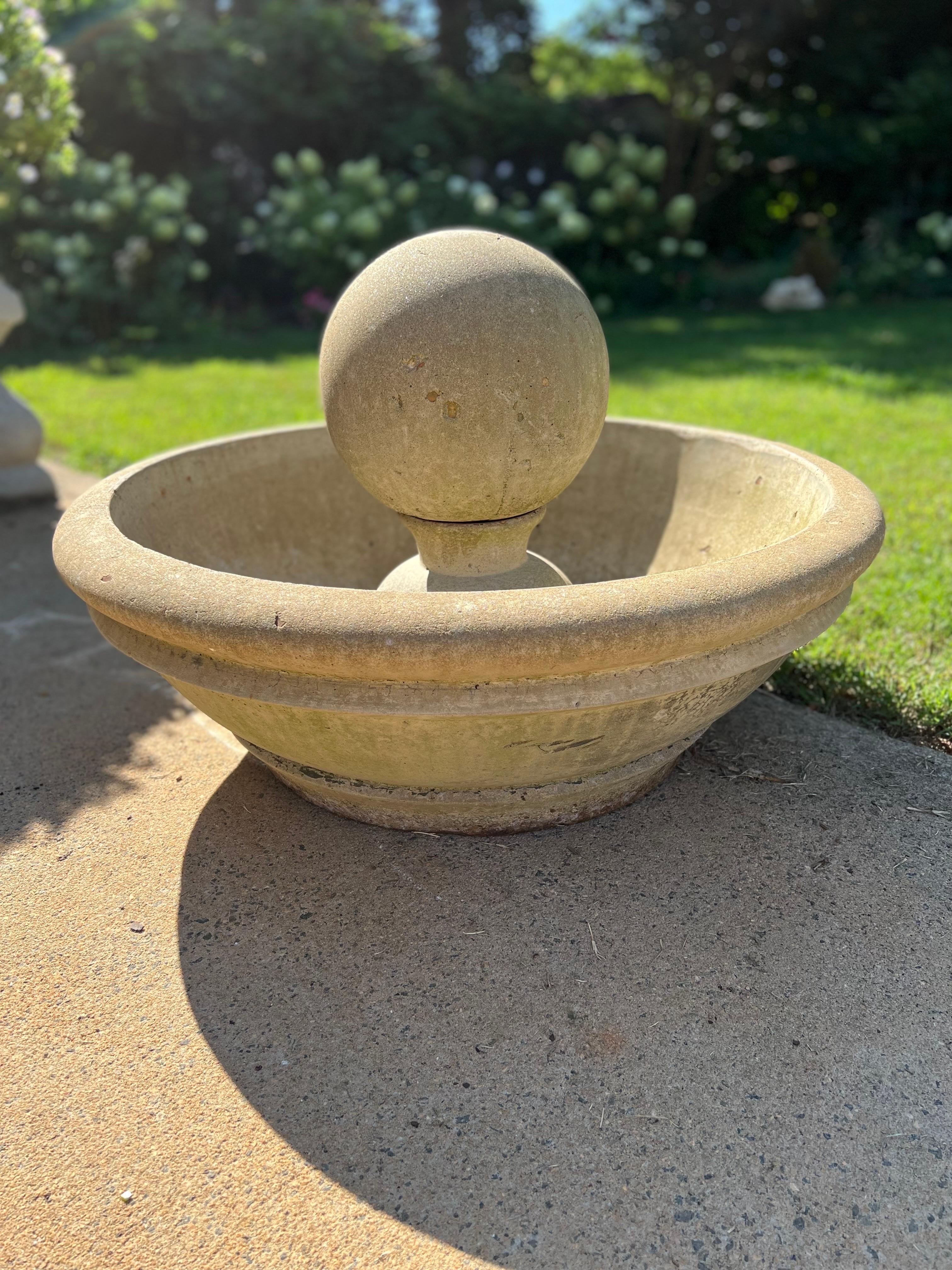 20th Century Contemporary Stone Floor Fountain, Sphere Stone Ball