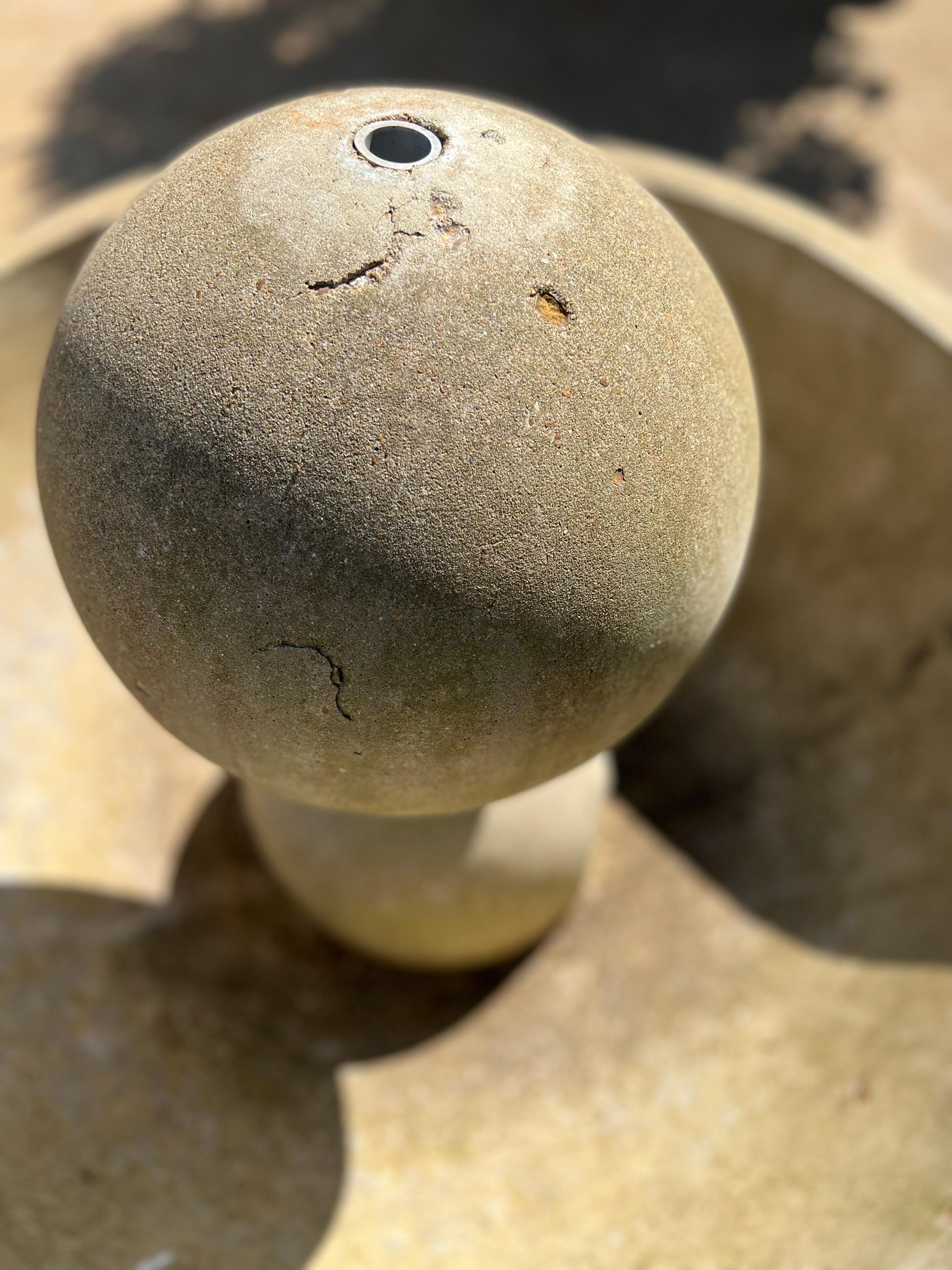 Cast Stone Contemporary Stone Floor Fountain, Sphere Stone Ball