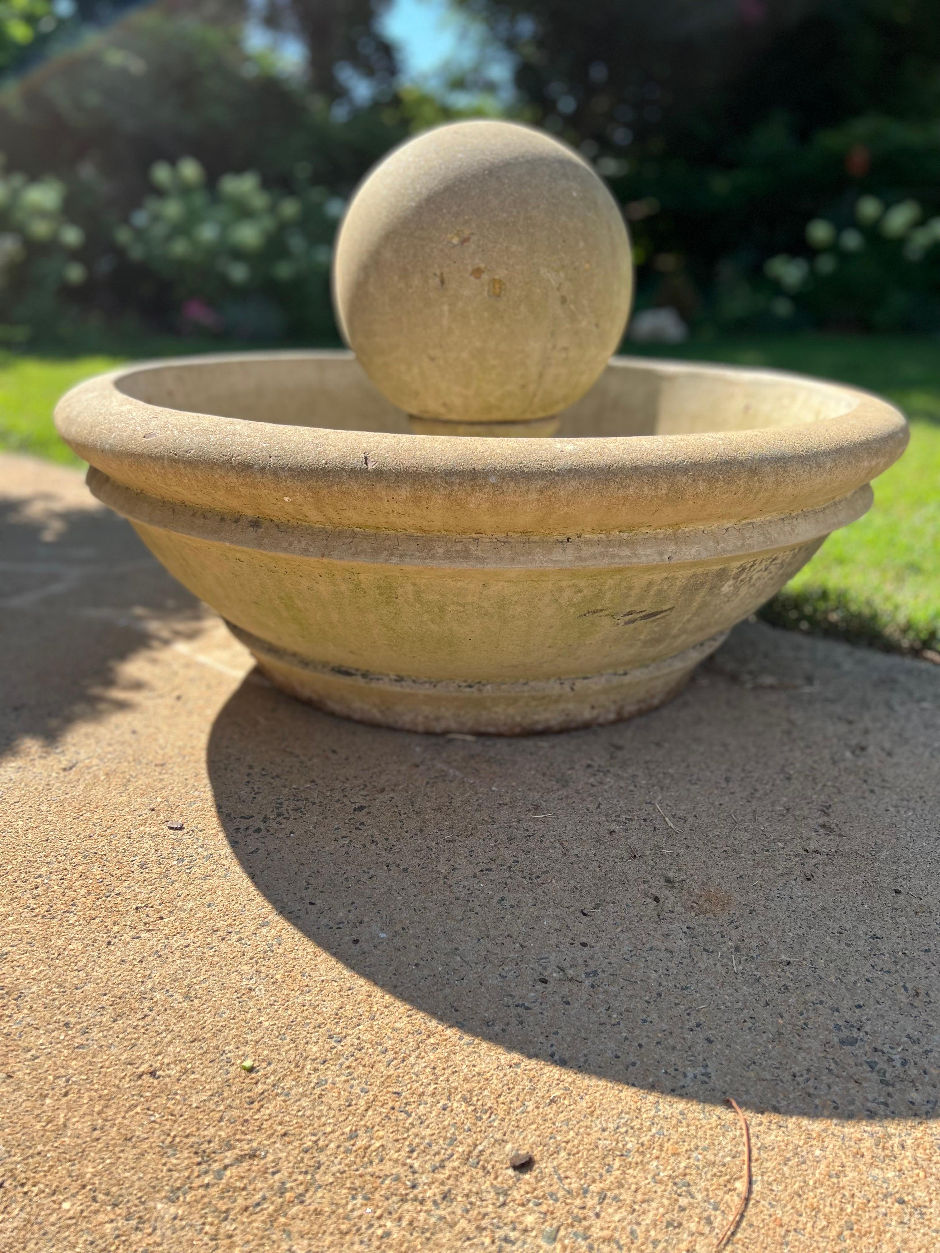 Contemporary Stone Floor Fountain, Sphere Stone Ball 2