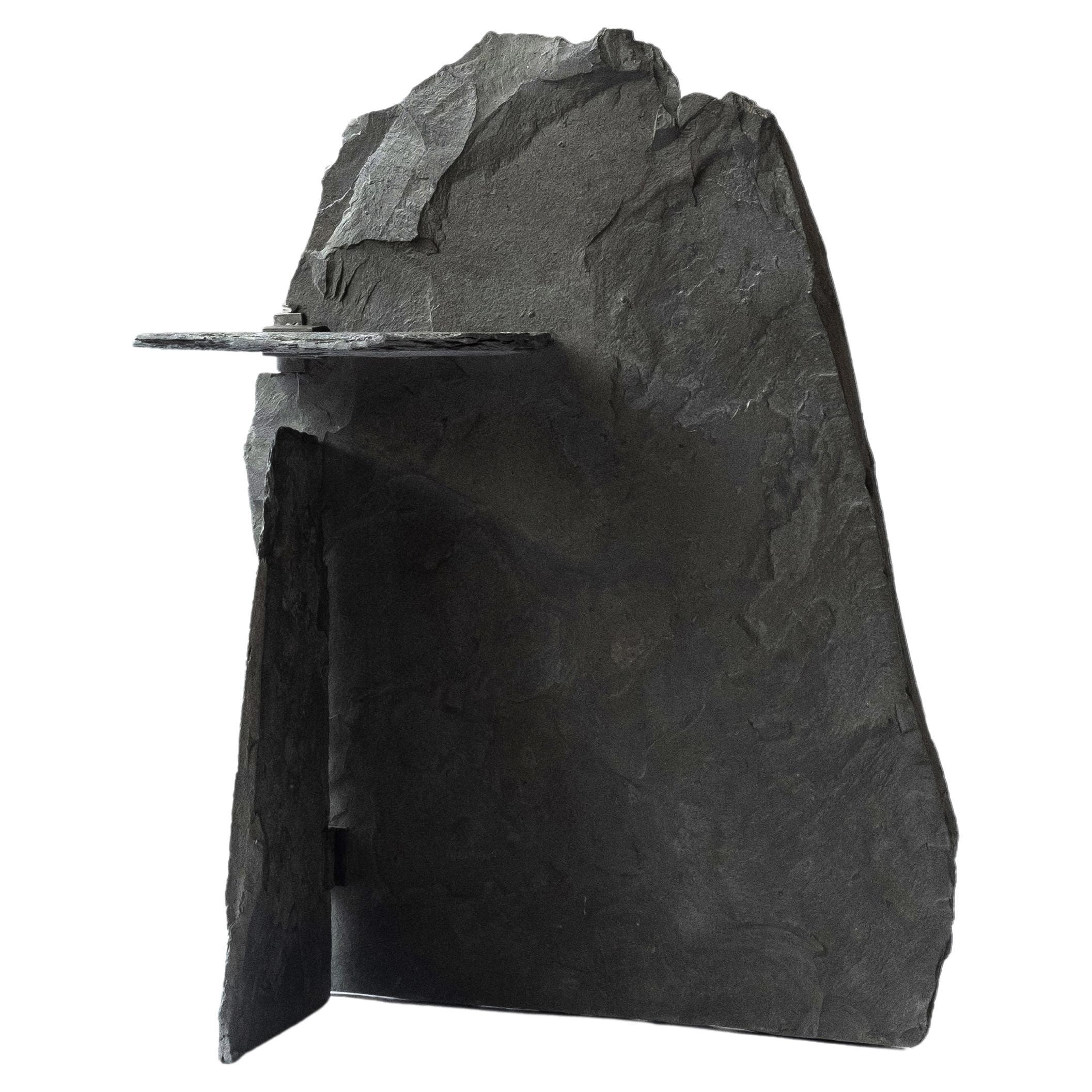 Contemporary Stone Object Console in Slate Stone & Metal For Sale