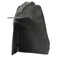 Contemporary Stone Object Console in Slate Stone & Metal
