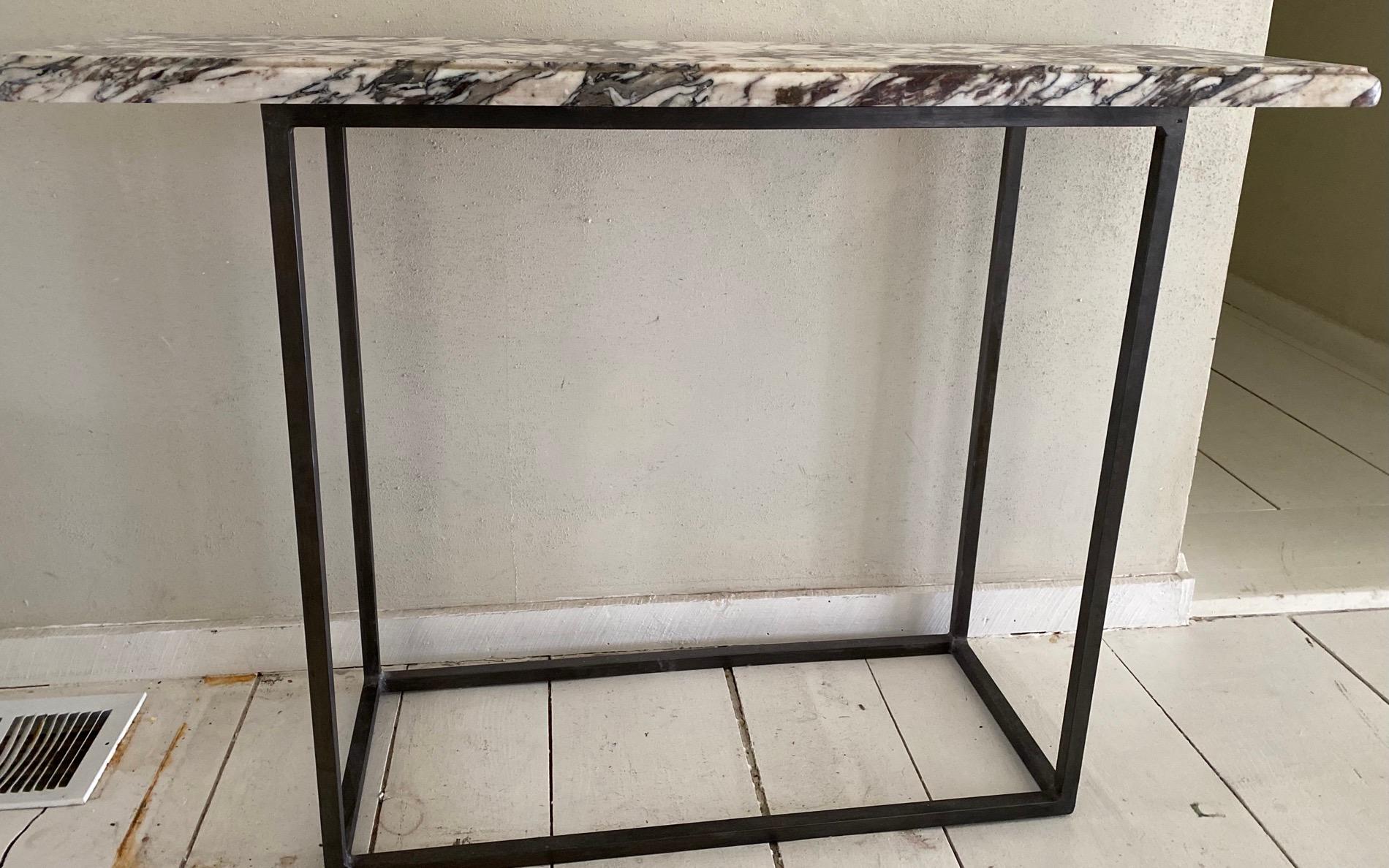 Contemporary Stone Top and Metal Base Console Table In Good Condition For Sale In Sheffield, MA