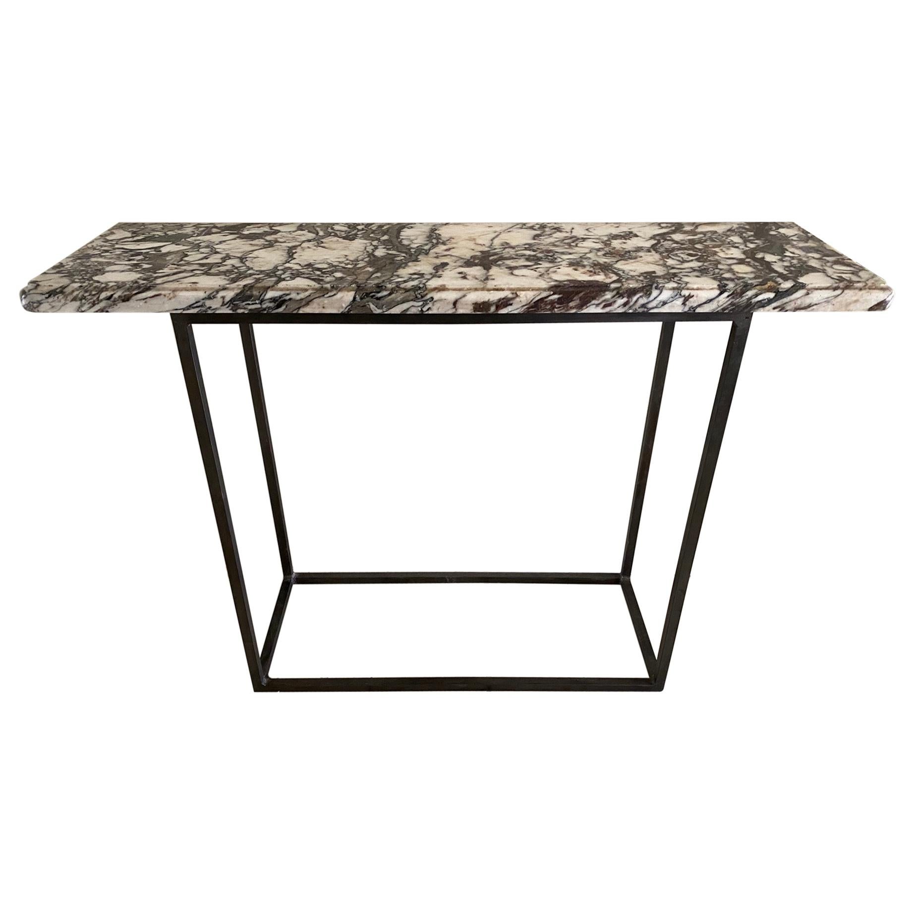 Contemporary Stone Top and Metal Base Console Table