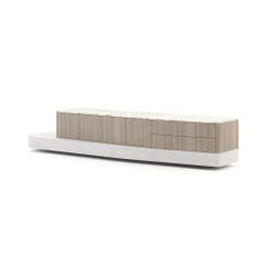 Contemporary Stone TV Cabinet in Marble and Wood, Handmade by Stylish Club