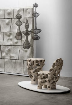 Contemporary Stoneware and Porcelain Pedestal Table by Agnès Debizet