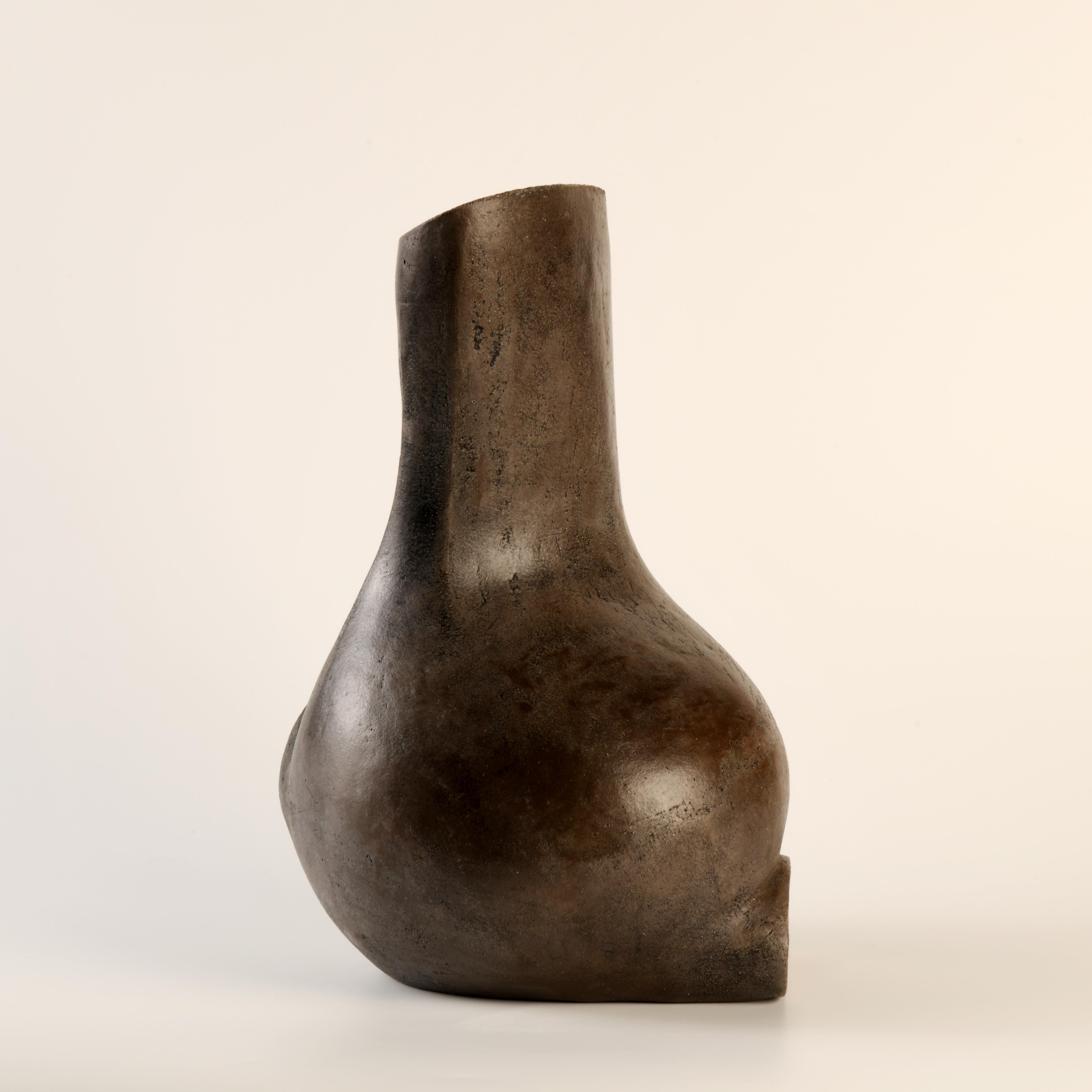 Sandstone Contemporary stoneware ceramic sculpture by a French artist For Sale