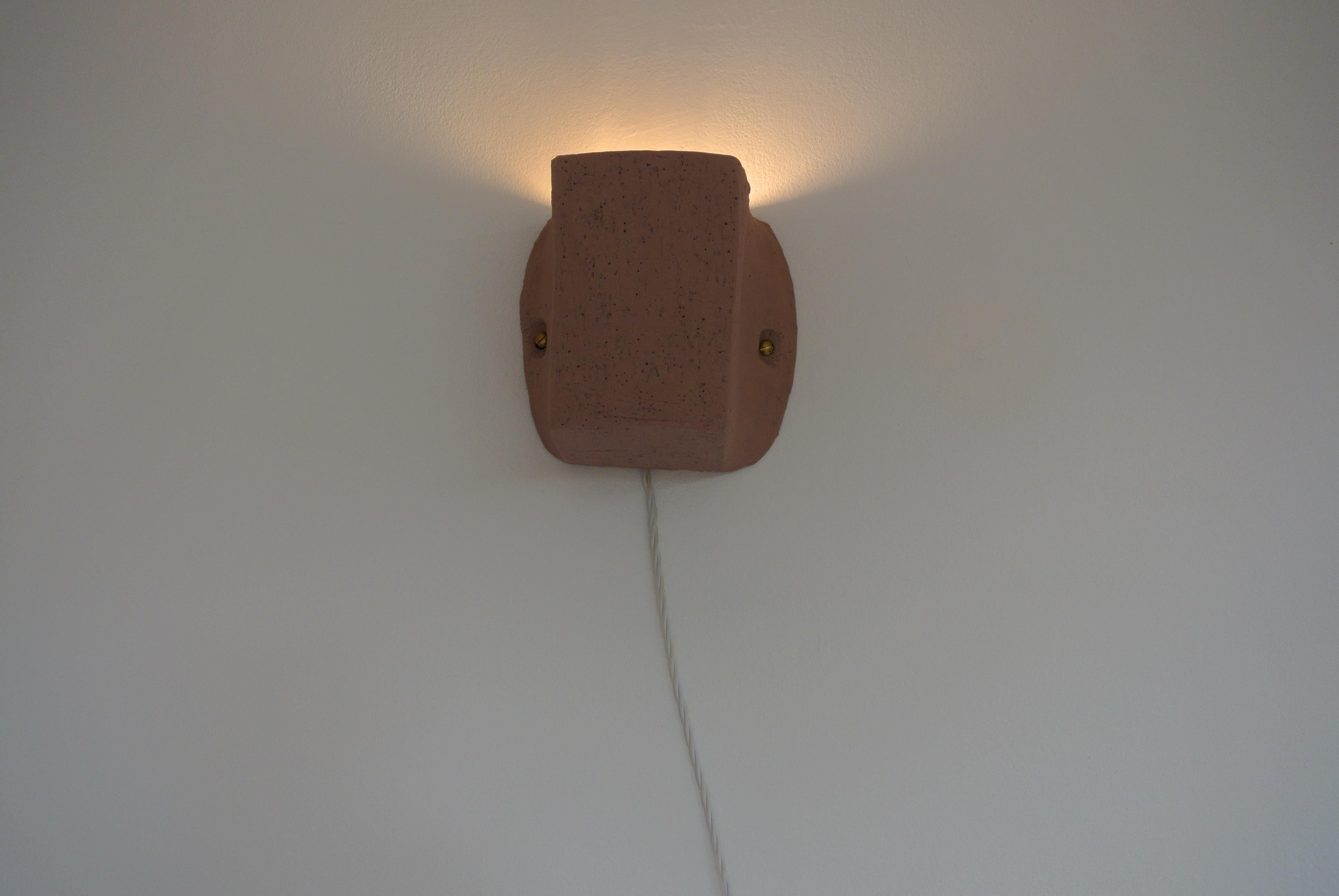 Organic Modern Contemporary Stoneware Wall Sconce with Engobe by Danish Artist Christine Roland