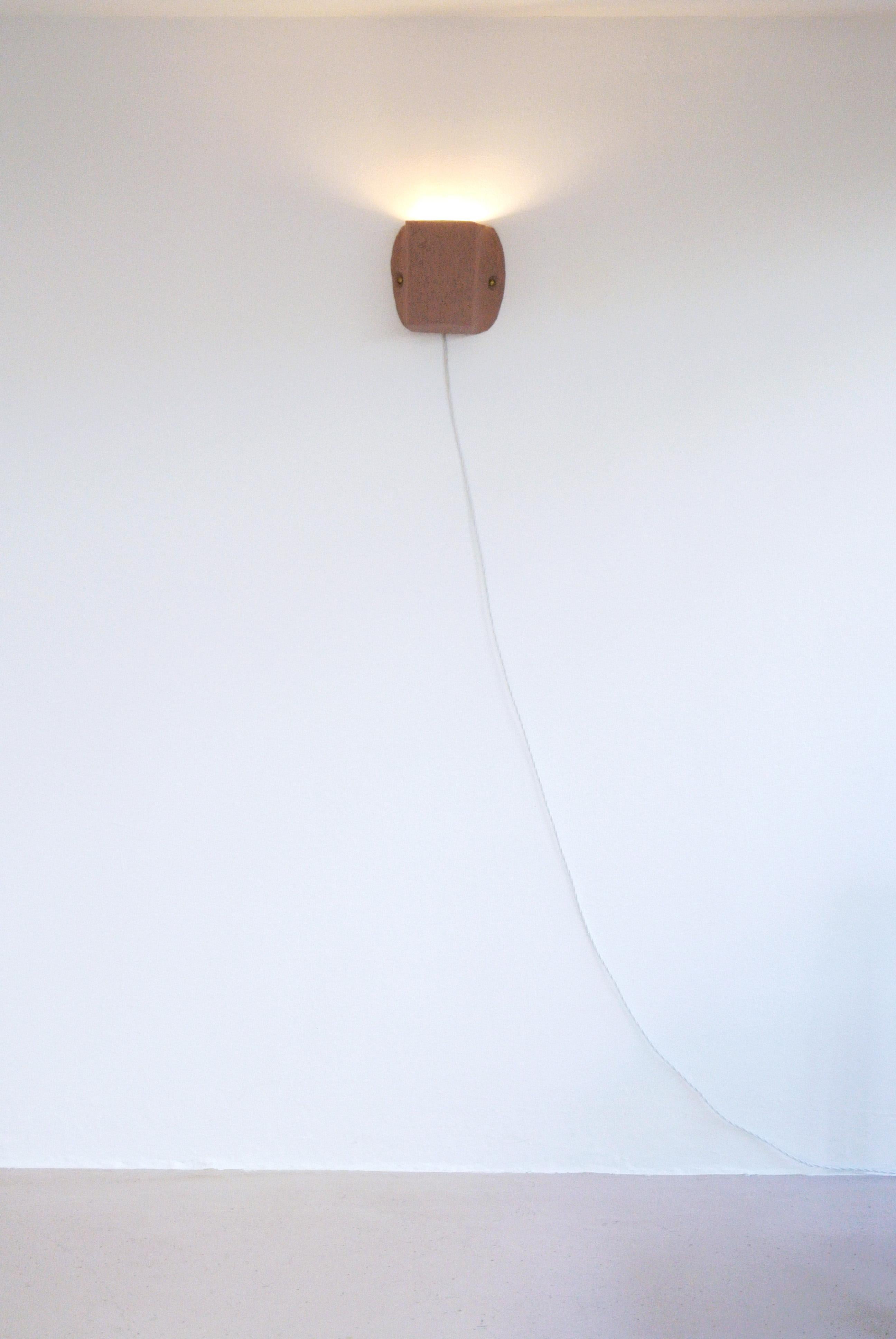 Hand-Crafted Contemporary Stoneware Wall Sconce with Engobe by Danish Artist Christine Roland