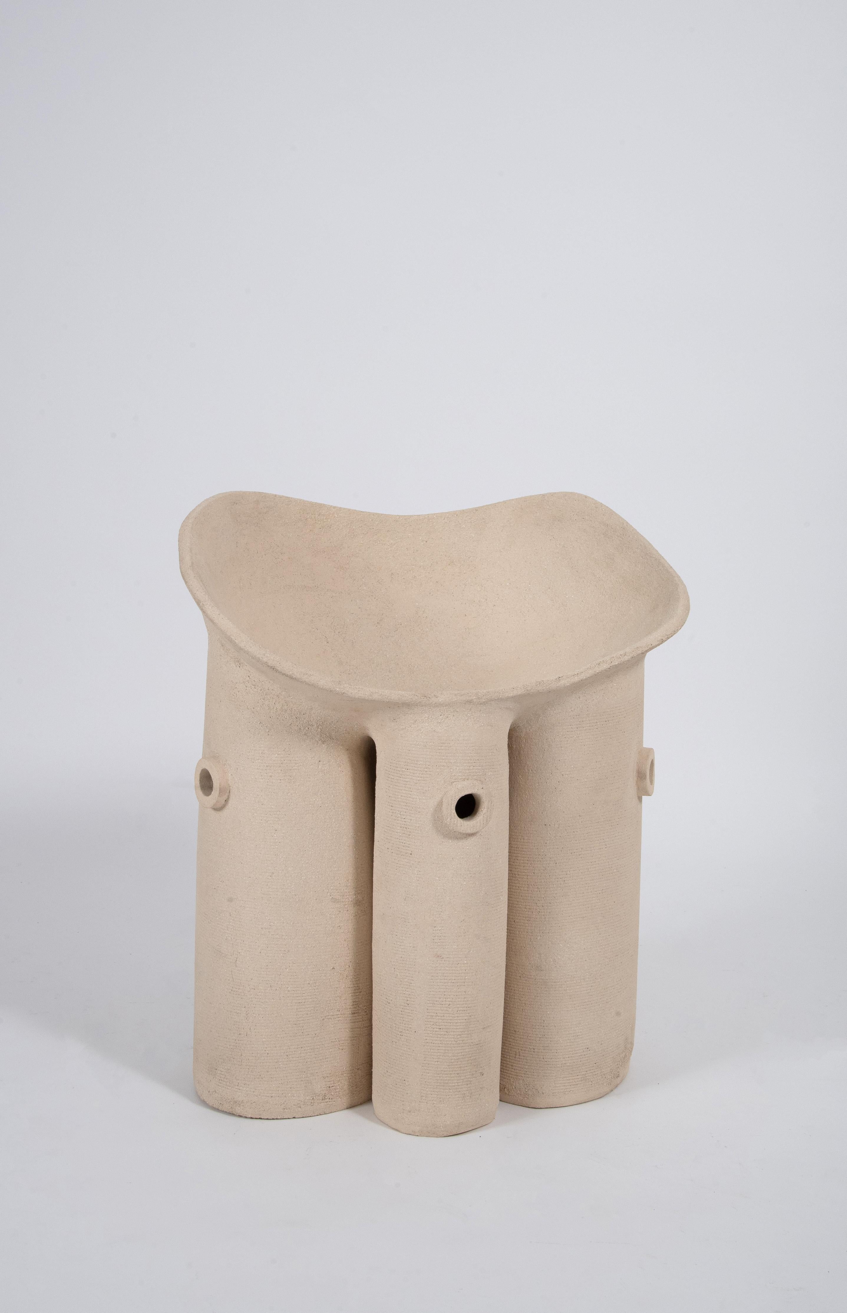 Brutalist Contemporary Stoneware Wave Chair by Olivia Cognet For Sale