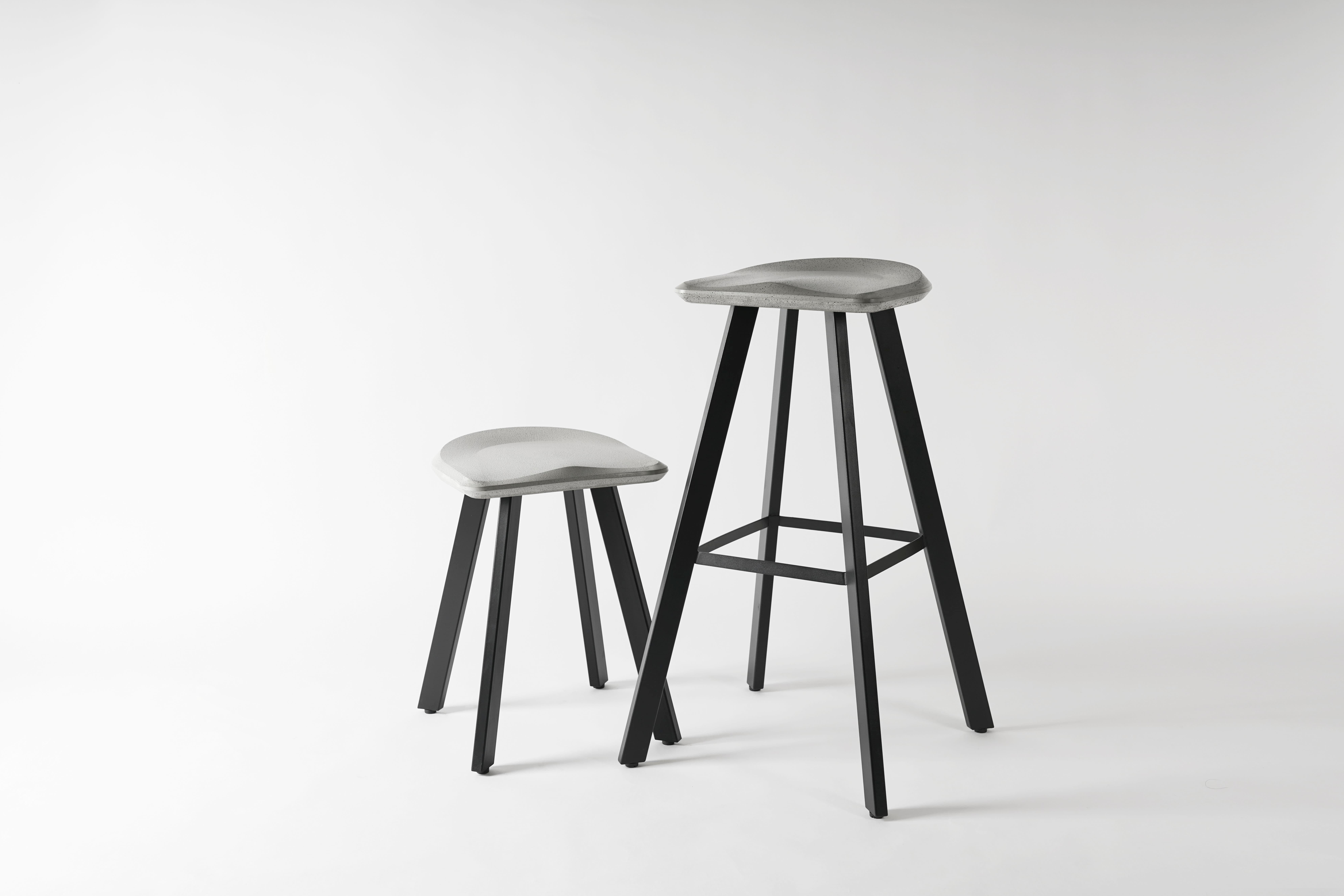 Chinese Contemporary Stool 'A' Made of Concrete and Aluminum For Sale