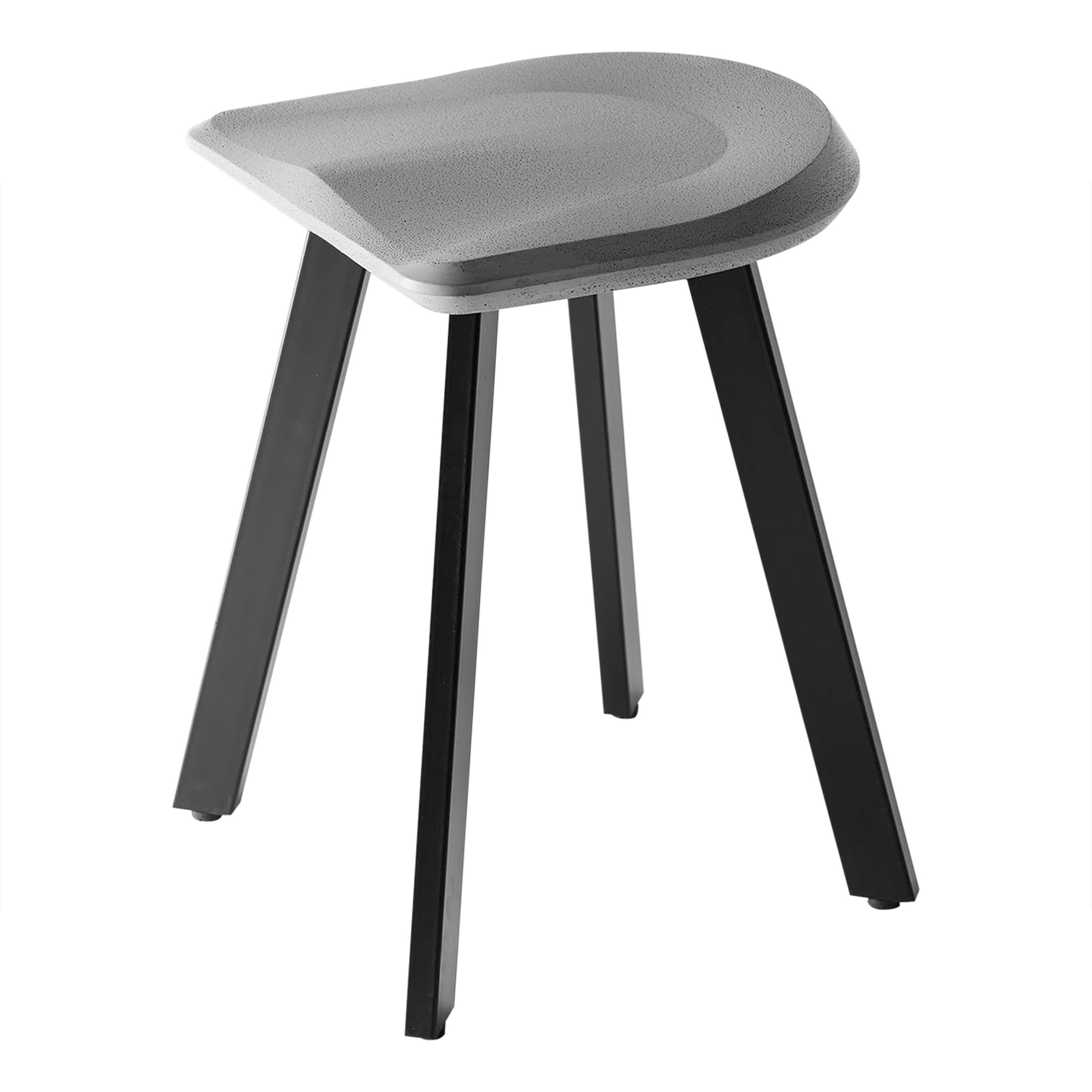 Contemporary Stool 'A' Made of Concrete and Aluminum