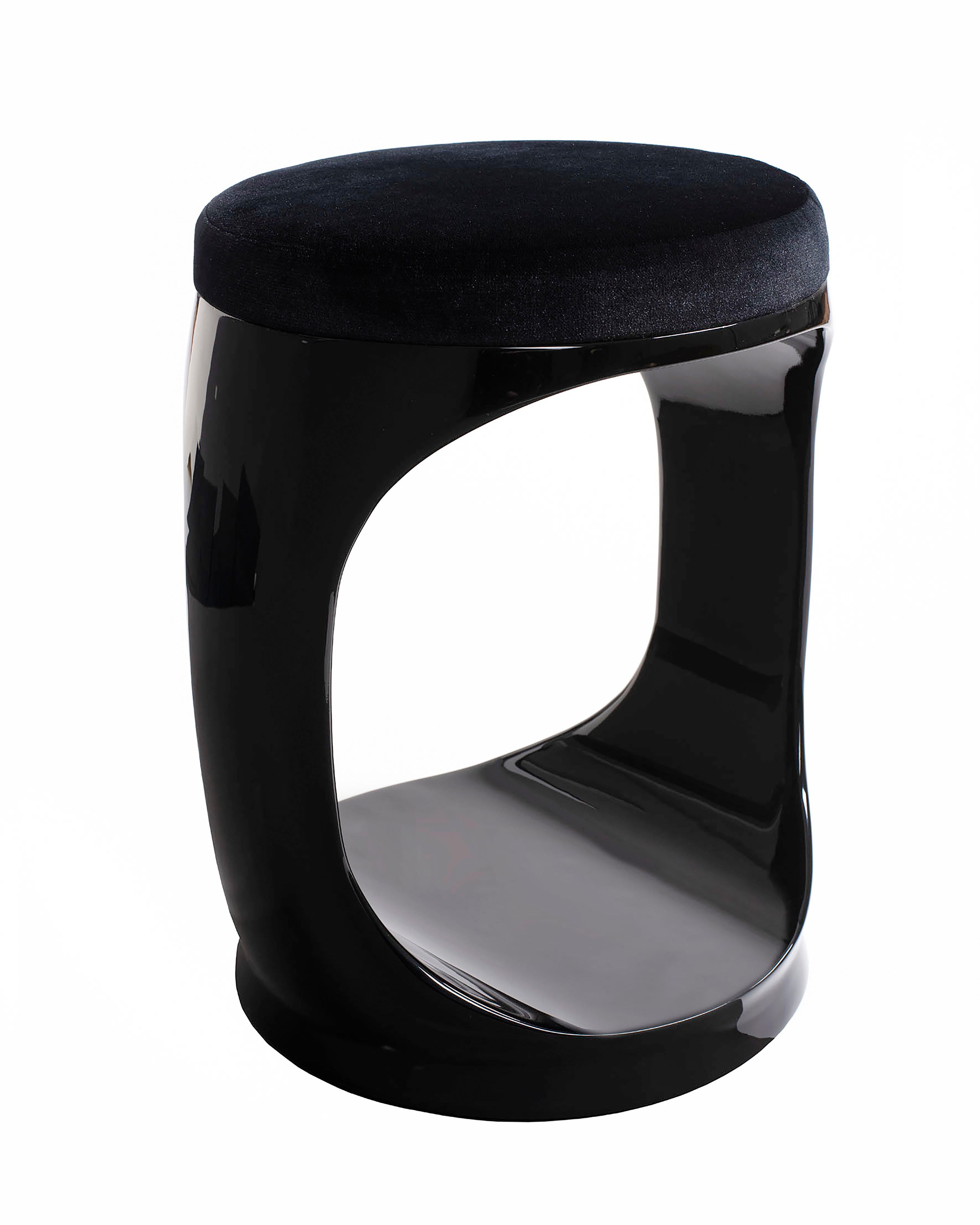 Italian Contemporary Stool by Cyril Rumpler Signet Ring, Pouf Seat Copper For Sale