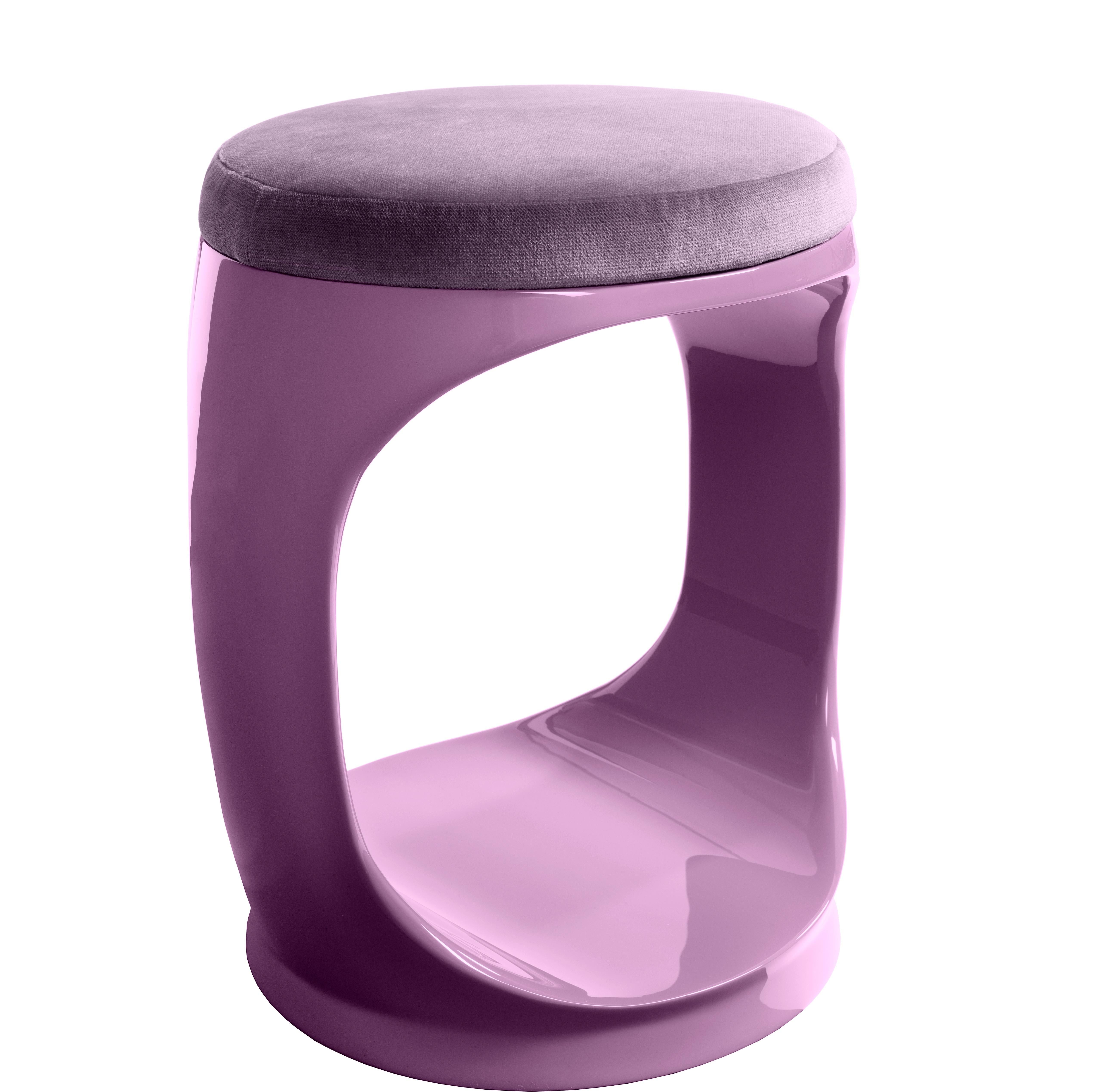 Contemporary Pouf by Cyril Rumpler Signet Ring, Hocker, Stool, lilac.
These stools are available in a dozen colors and in a glossy finish. The black, white, navy blue, pink, red, turquoise, lilac, brown, green, and grey stools are available with a