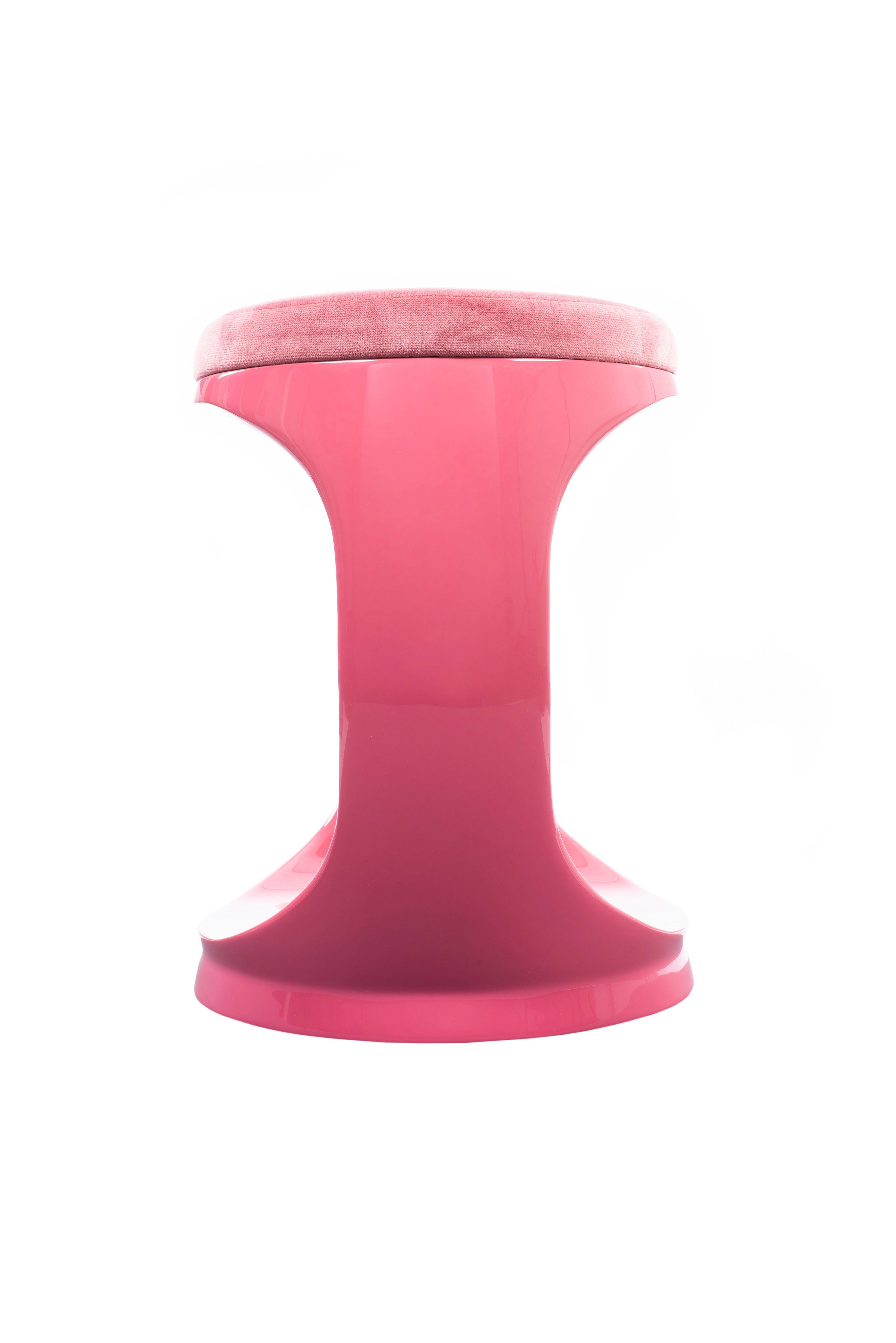 Italian Contemporary Stool by Cyril Rumpler Signet Ring, Pouf Seats Pink For Sale