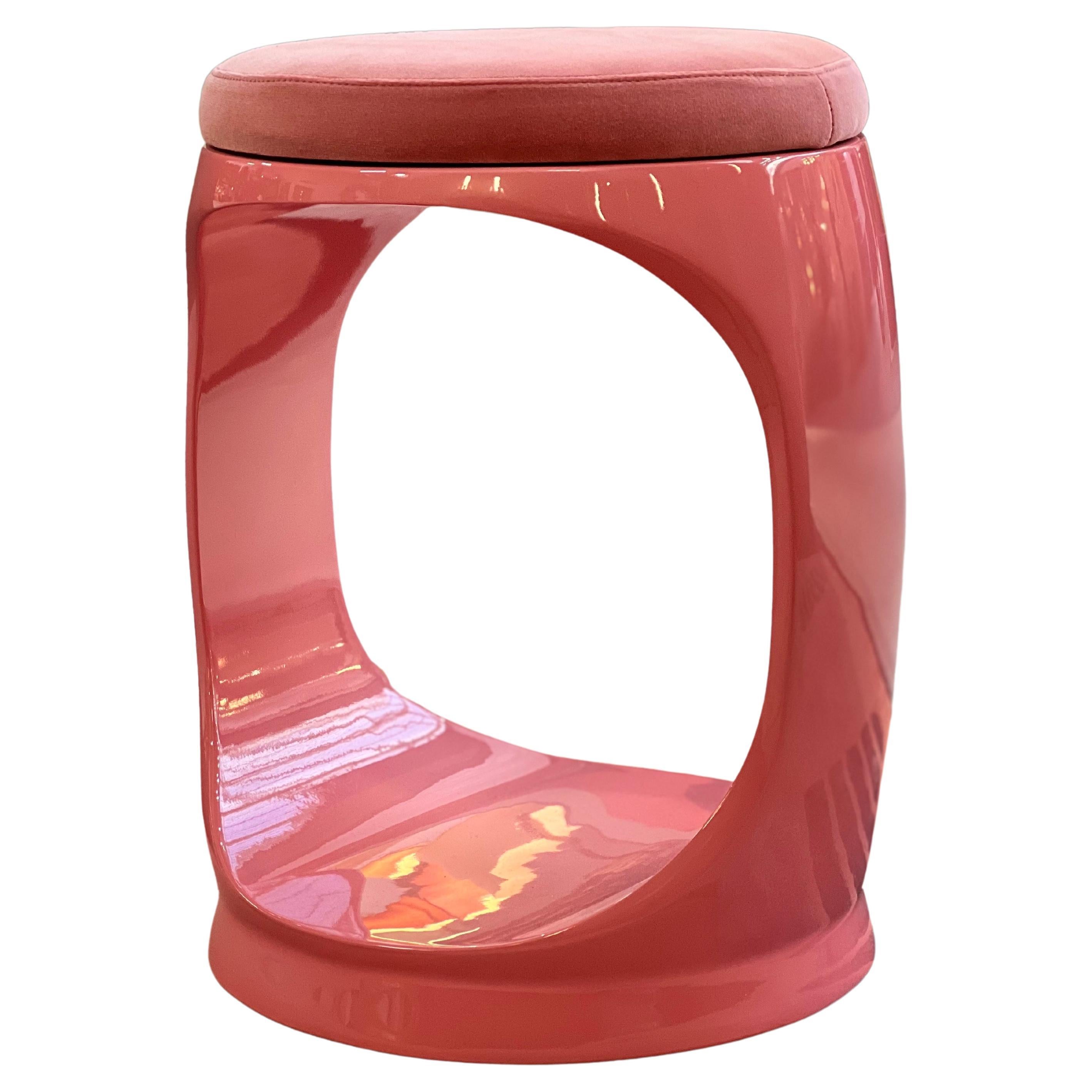 Contemporary Stool by Cyril Rumpler Signet Ring, Pouf Seats Pink