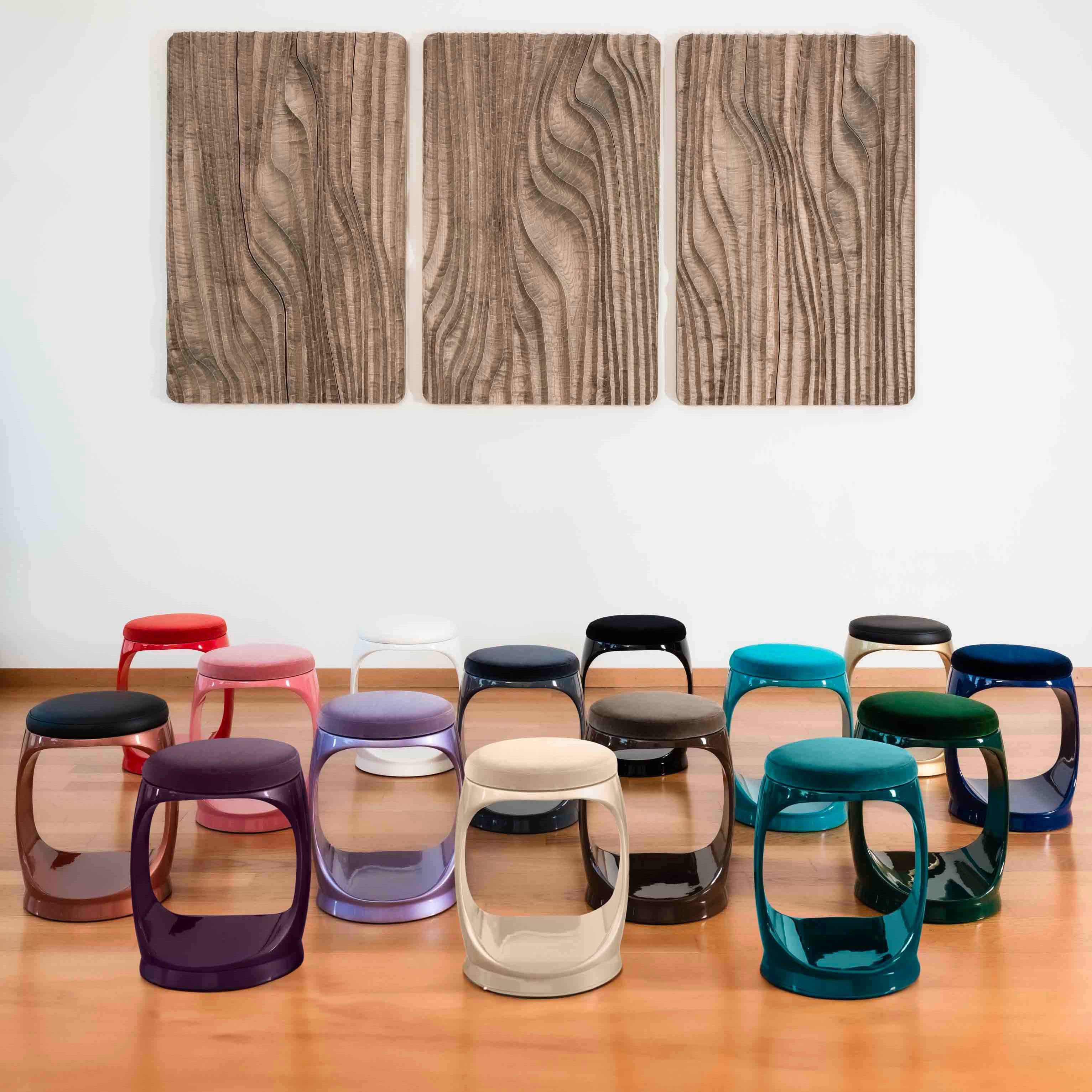 Contemporary Stool by Cyril Rumpler Signet Ring, Pouf Seats Teal Green For Sale 4