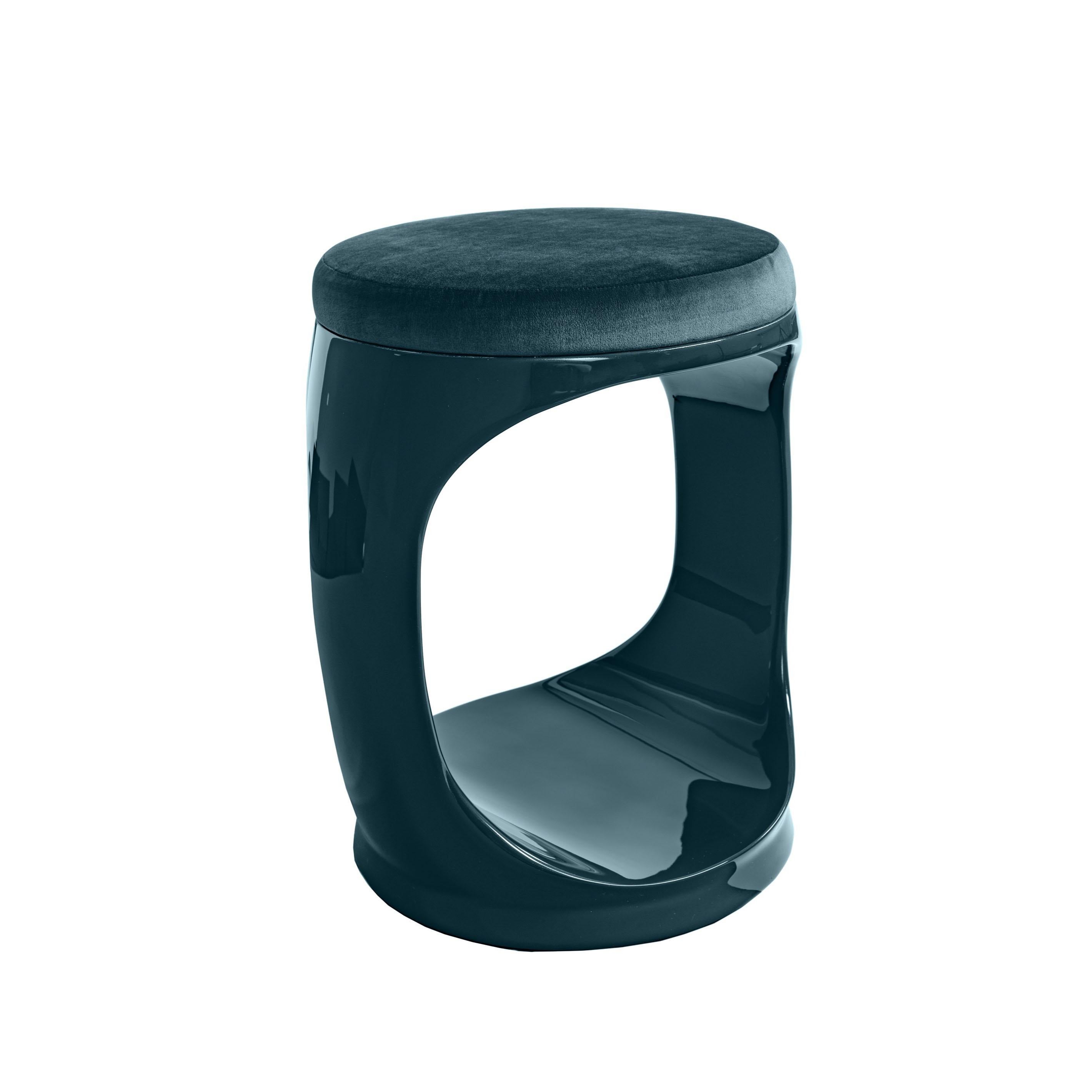 Contemporary Pouf by Cyril Rumpler Signet Ring, Hocker, Stool, teal green.
These stools are available in fifteen colors and in a glossy finish. The black, white, navy blue, pink, red, turquoise, lilac, brown, forest green, grey, aubergine, beige,