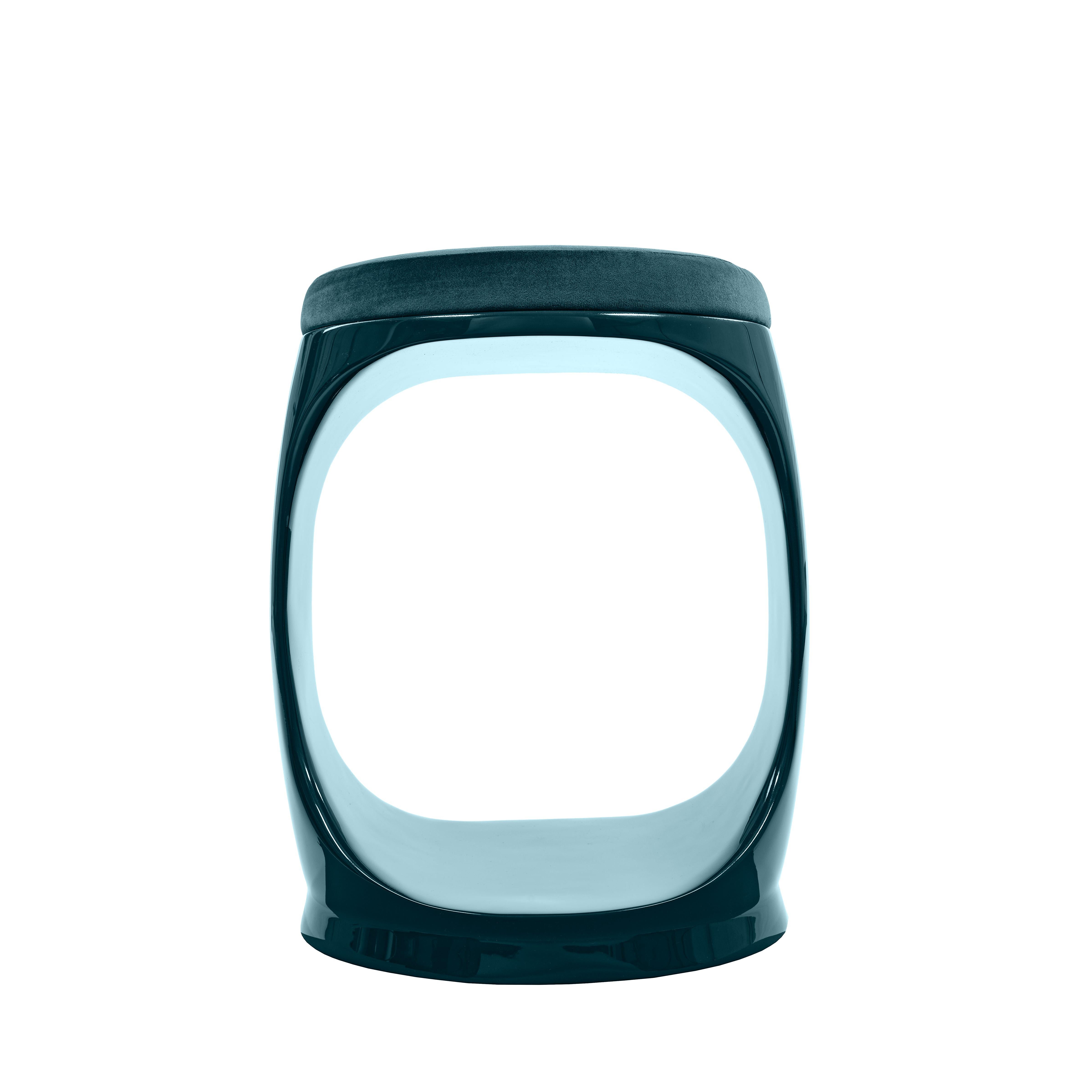 Organic Modern Contemporary Stool by Cyril Rumpler Signet Ring, Pouf Seats Teal Green For Sale