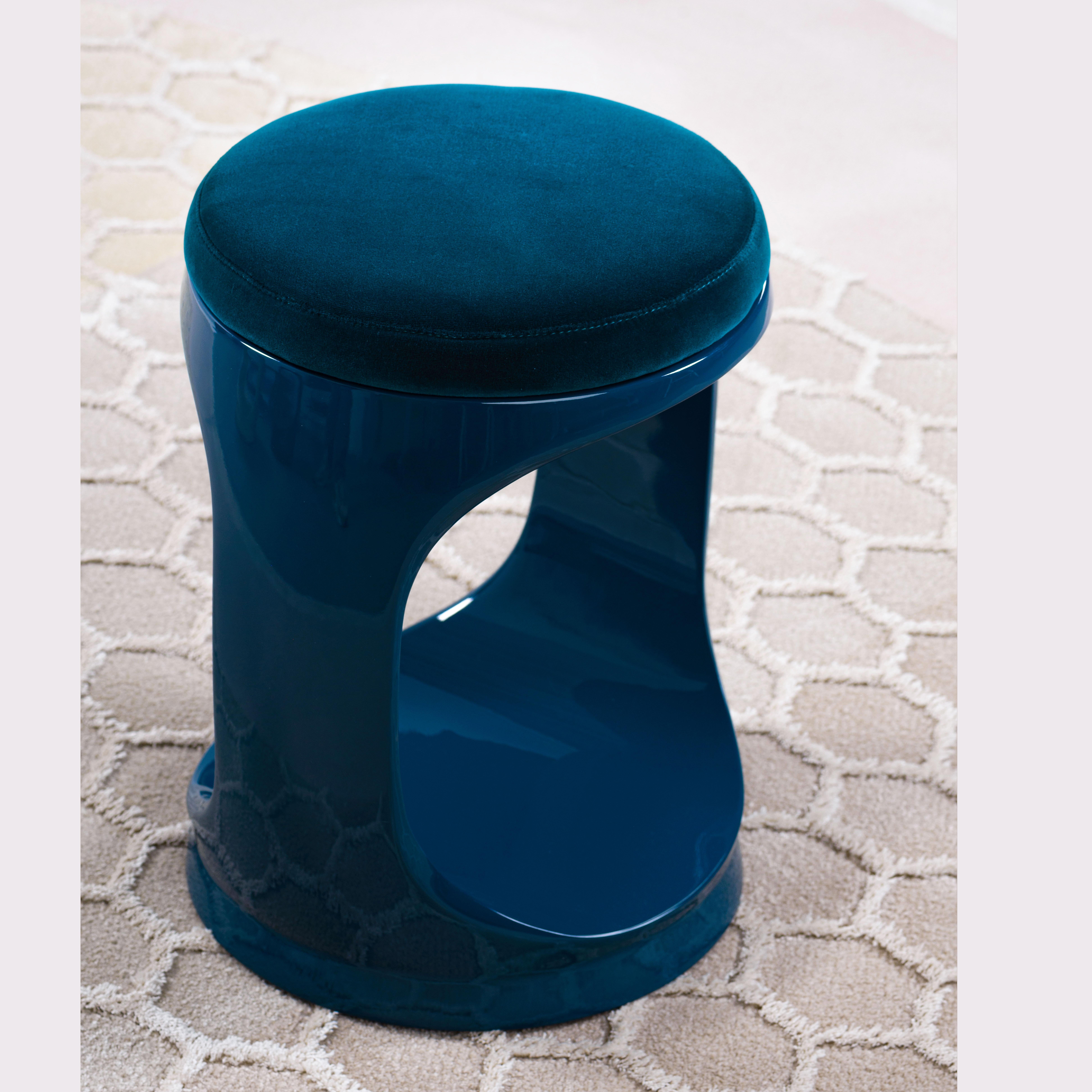 Contemporary Stool by Cyril Rumpler Signet Ring, Pouf Seats Teal Green For Sale 1