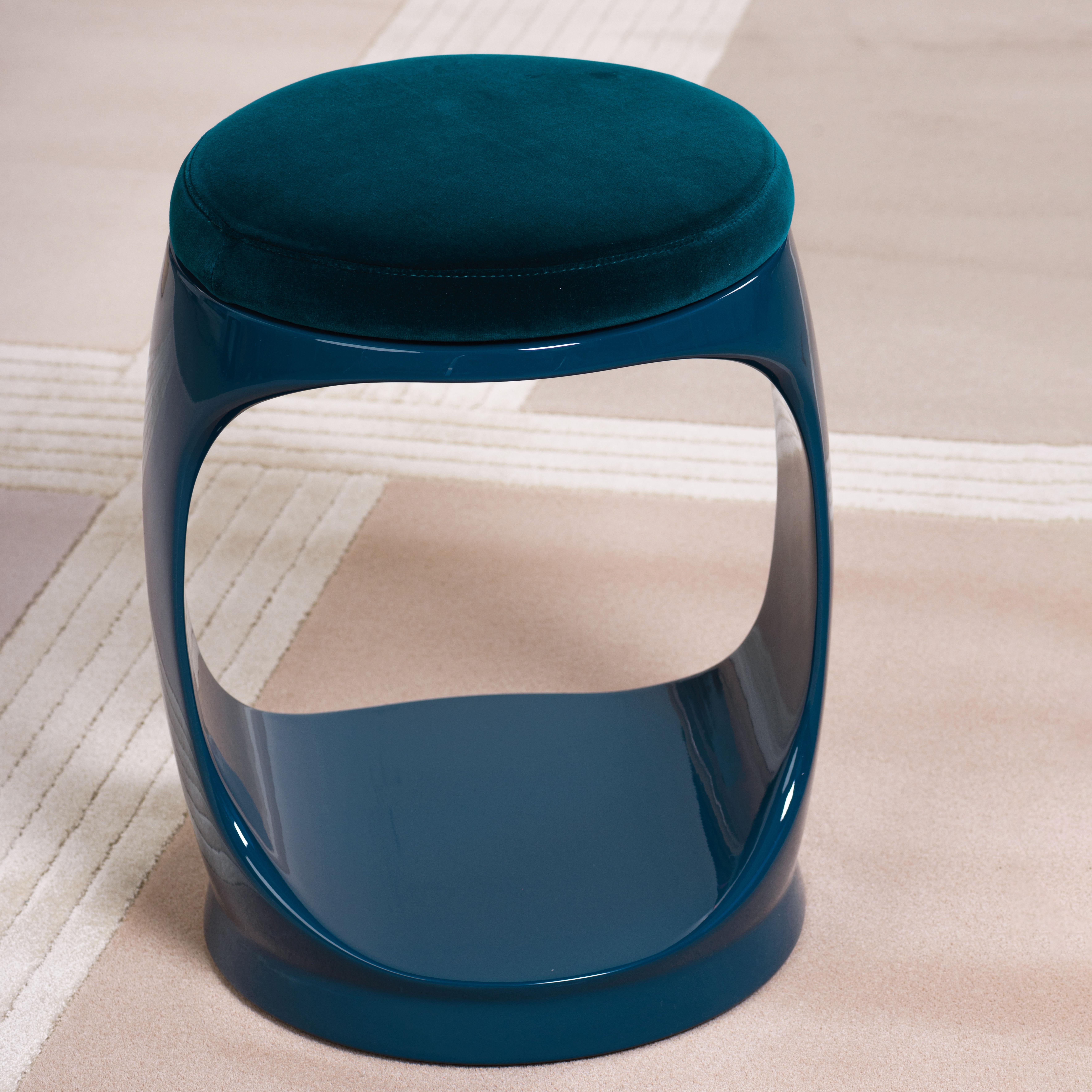 Contemporary Stool by Cyril Rumpler Signet Ring, Pouf Seats Teal Green For Sale 2