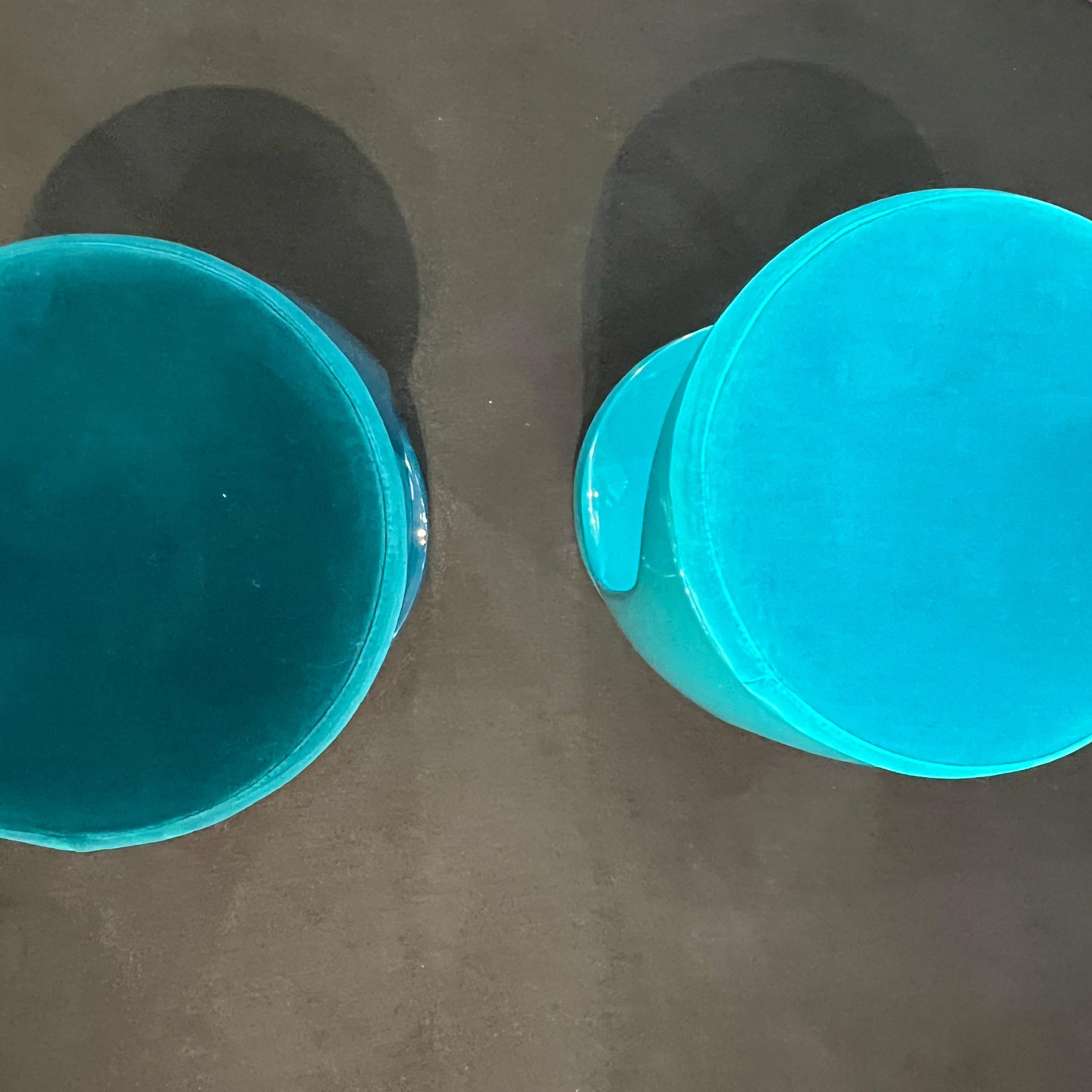 Sgabello contemporaneo made in Italy, Pouf Sedute Signet Ring Turchese in vendita 5