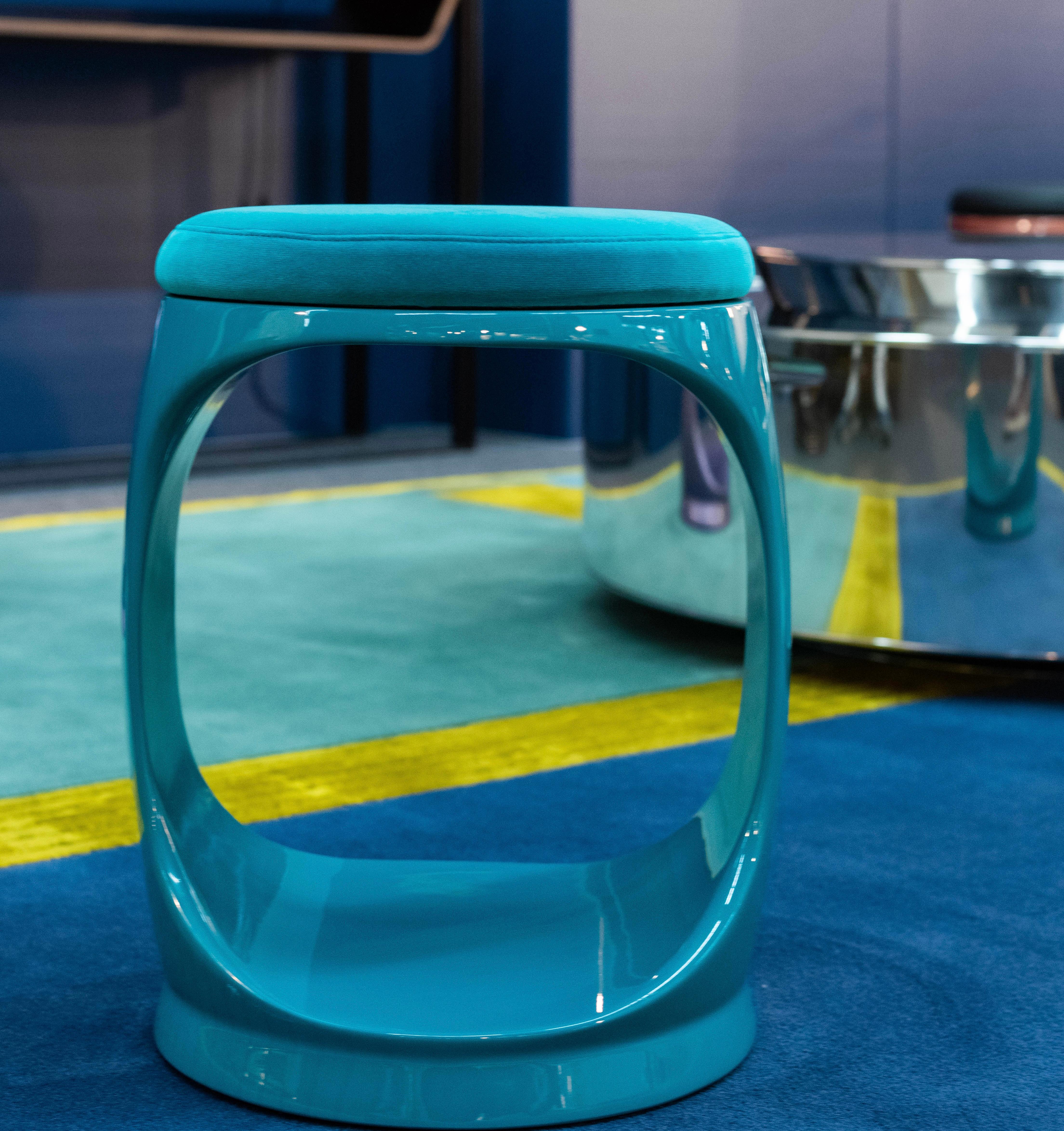 XXIe siècle et contemporain Tabouret contemporain turquoise de Cyril Rumpler Bague de signalisation, Pouf Seats en vente