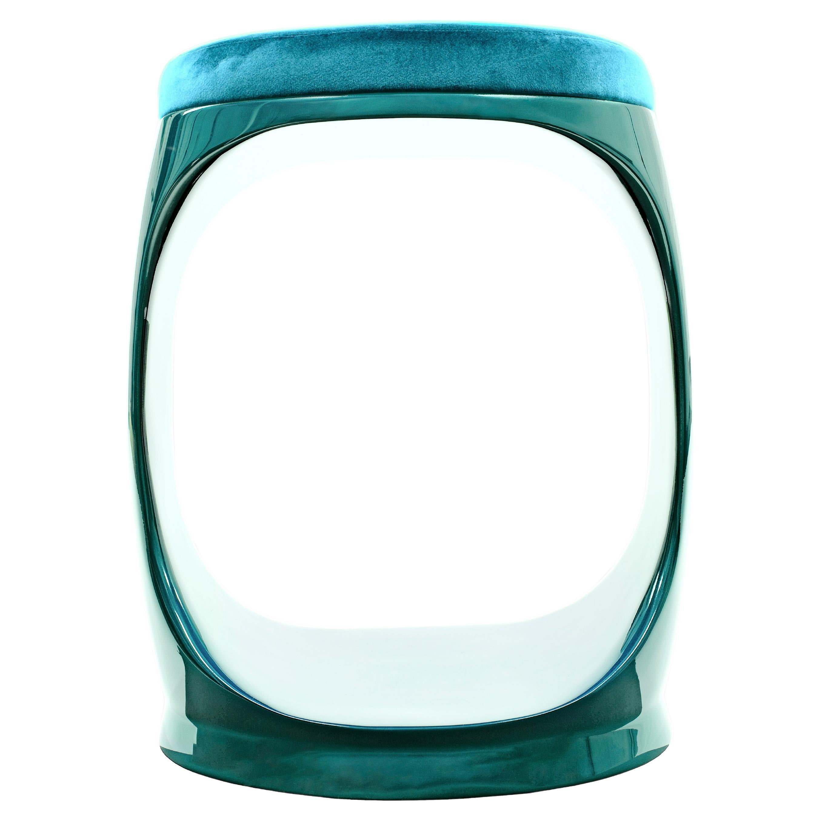 Contemporary Stool by Cyril Rumpler Signet Ring, Pouf Seats Turquoise For Sale
