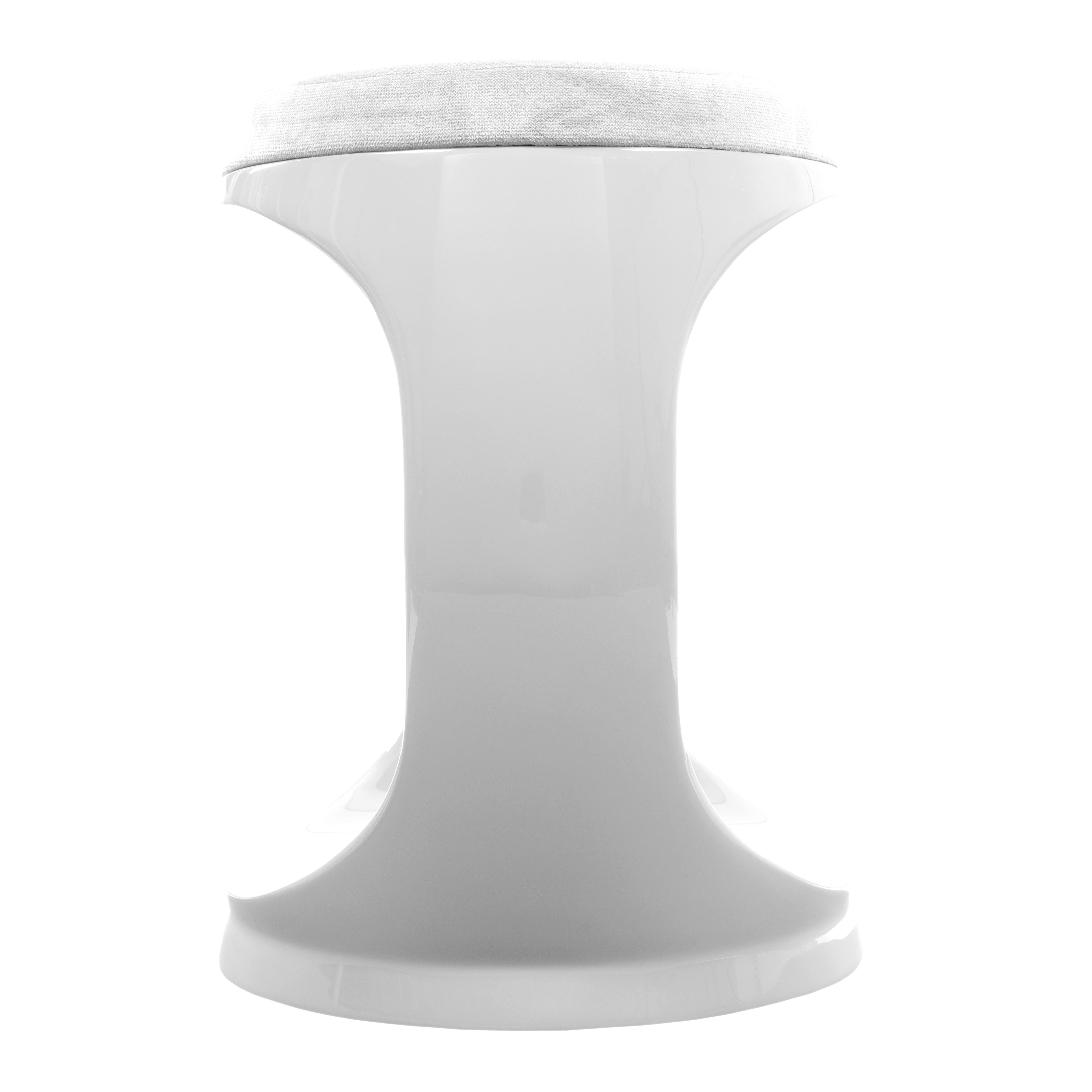 Italian Contemporary Stool by Cyril Rumpler Signet Ring, Pouf Seats White For Sale