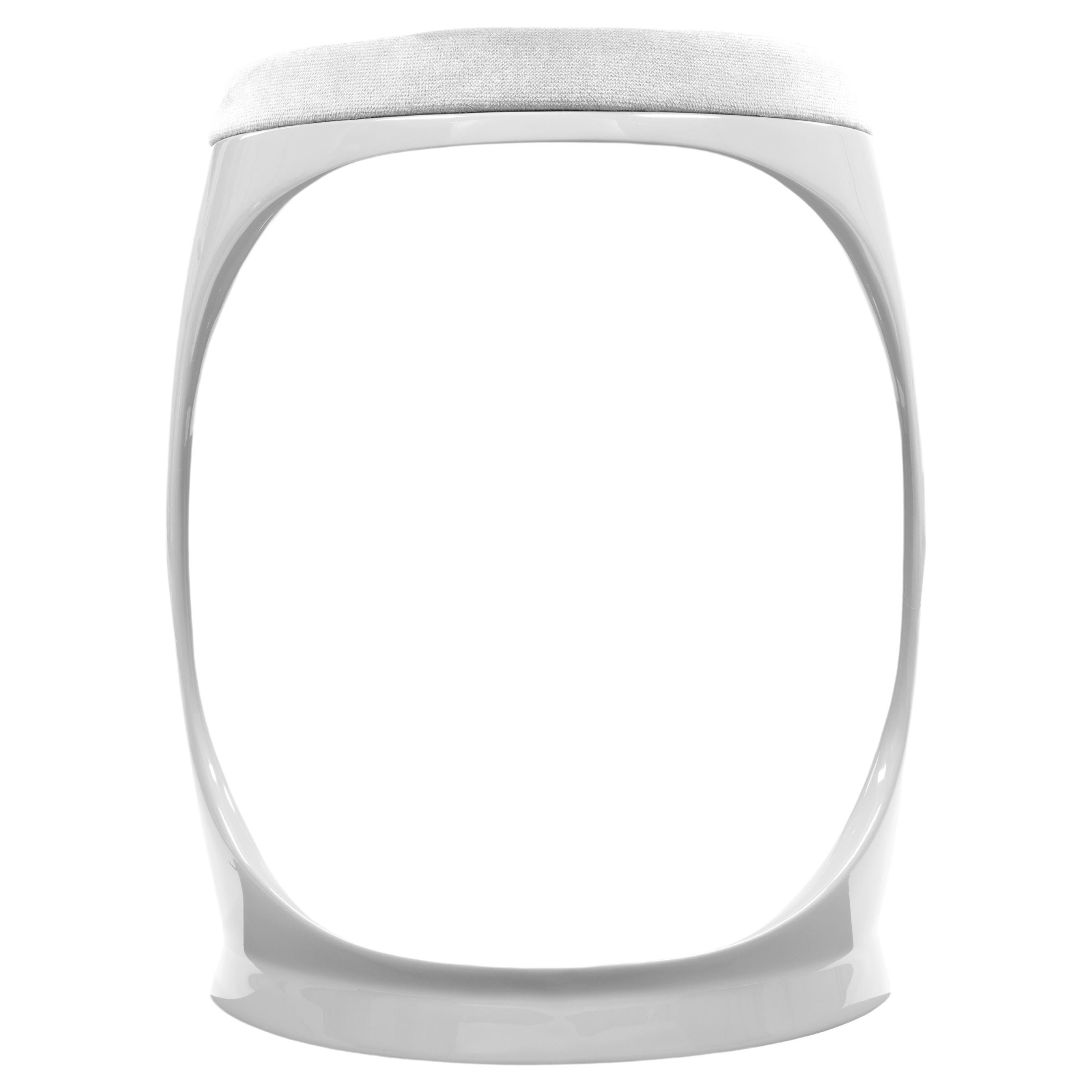 Contemporary Stool by Cyril Rumpler Signet Ring, Pouf Seats White For Sale
